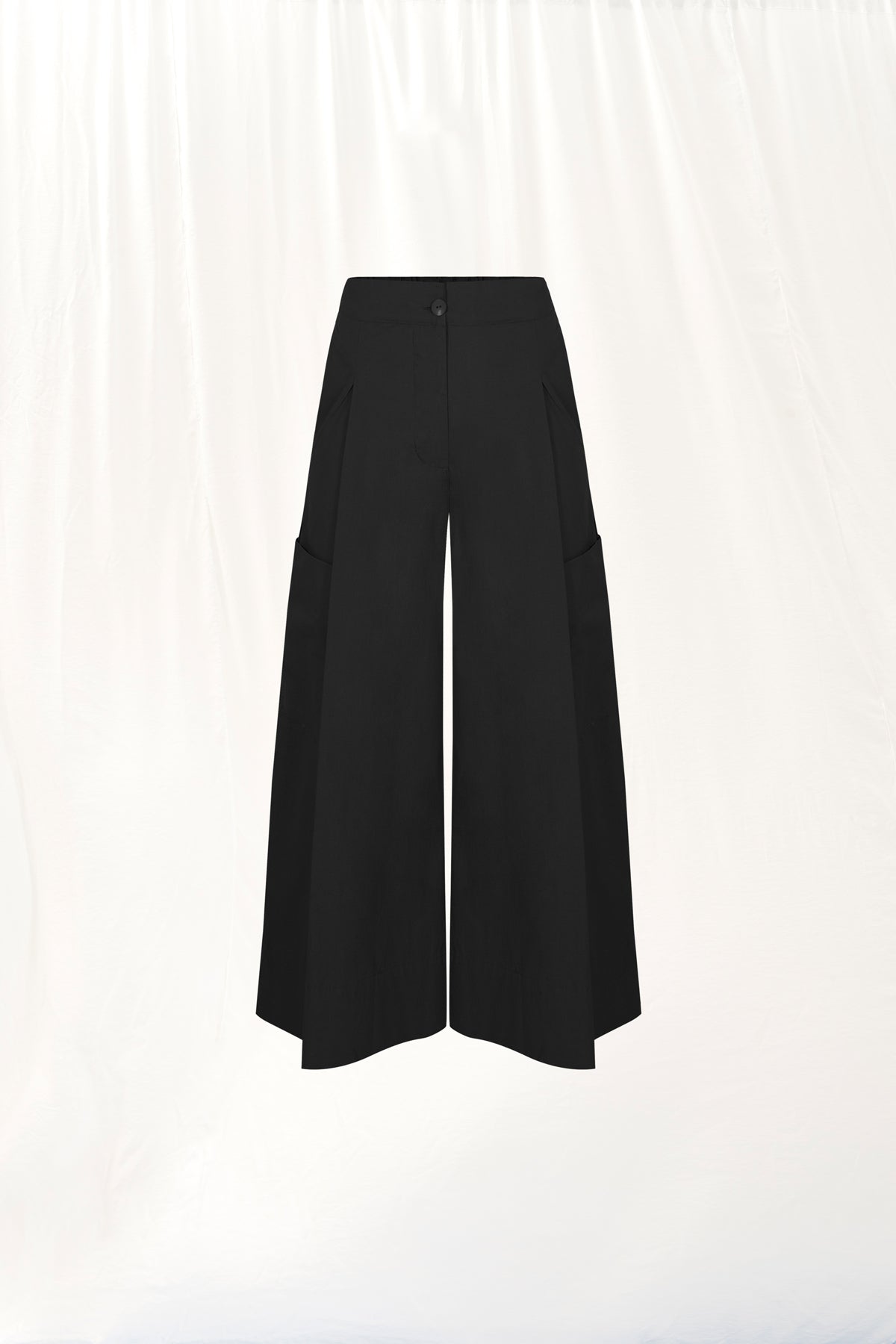 Black Wide-leg Pleated Trousers 17098