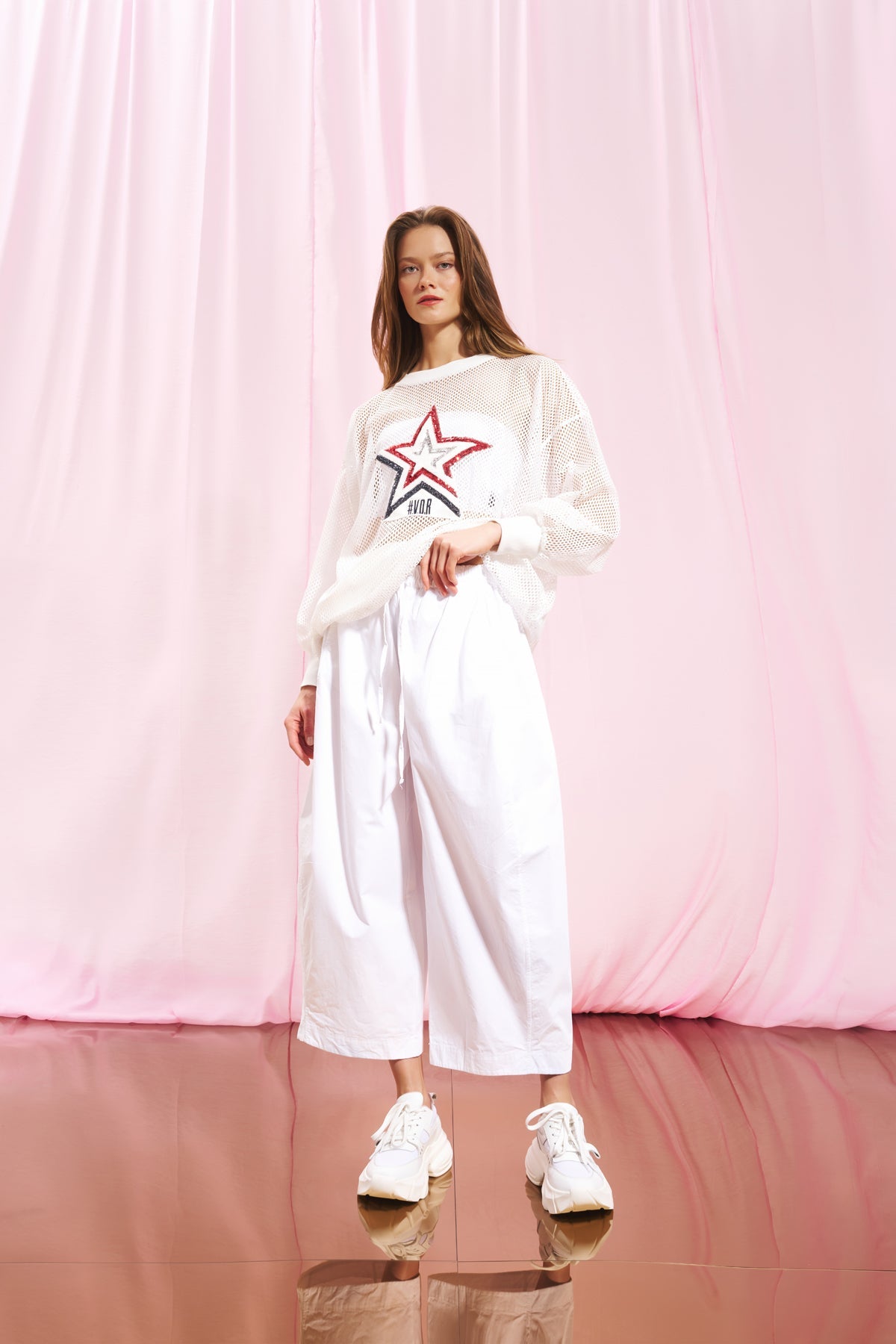 White Poplin Baggy Trousers 17107