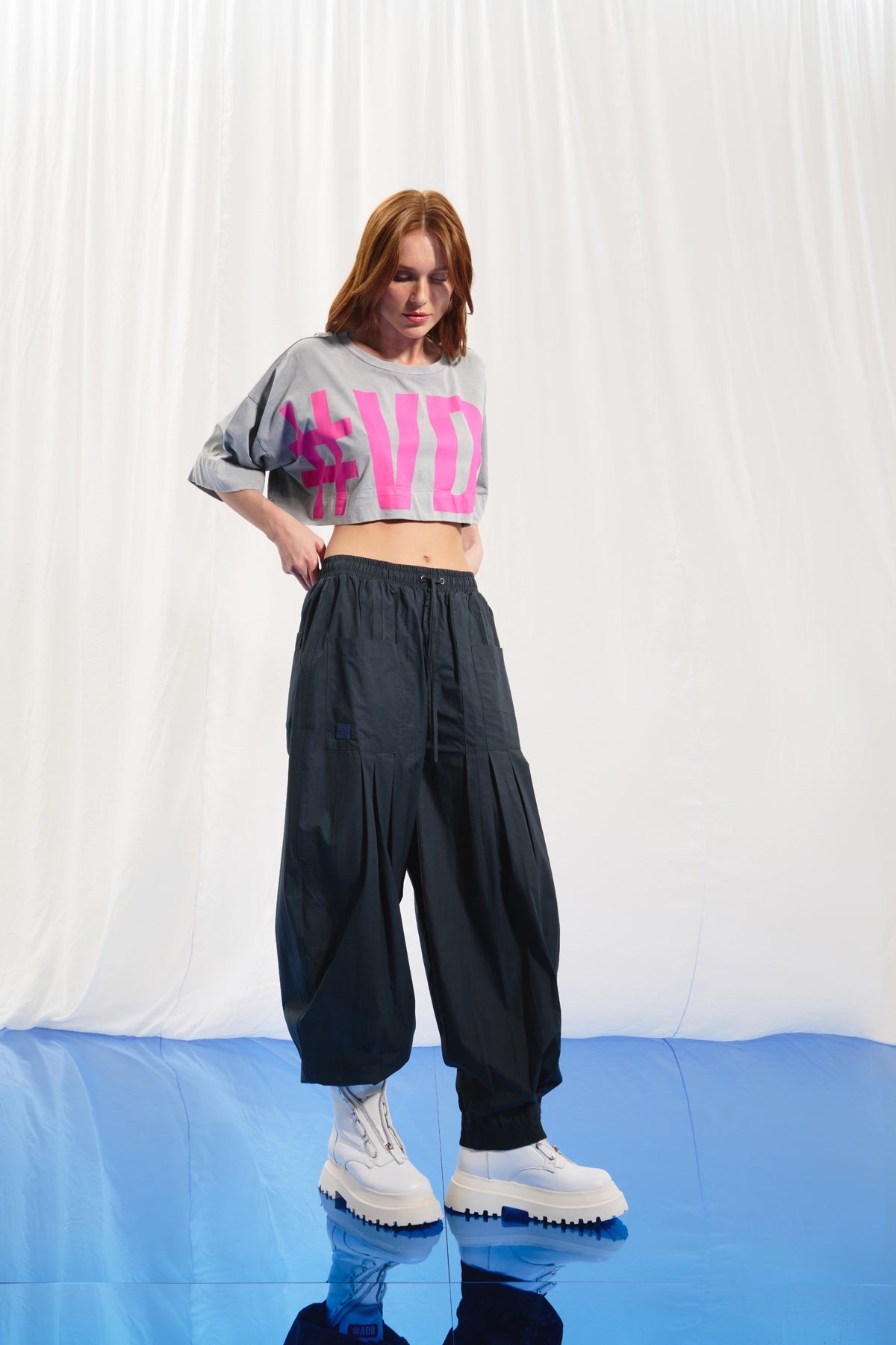 Anthracite Pleated Balloon Trousers 17126