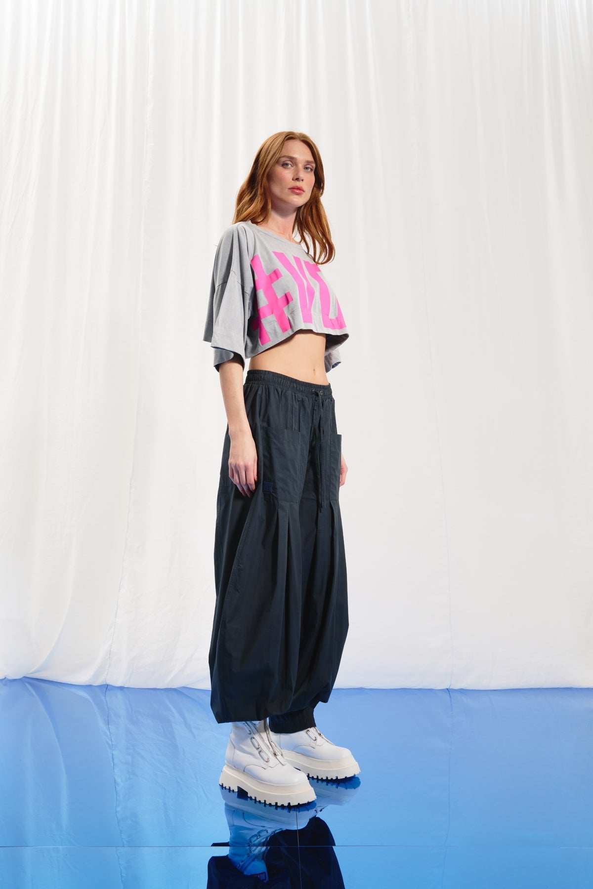 Anthracite Pleated Balloon Trousers 17126