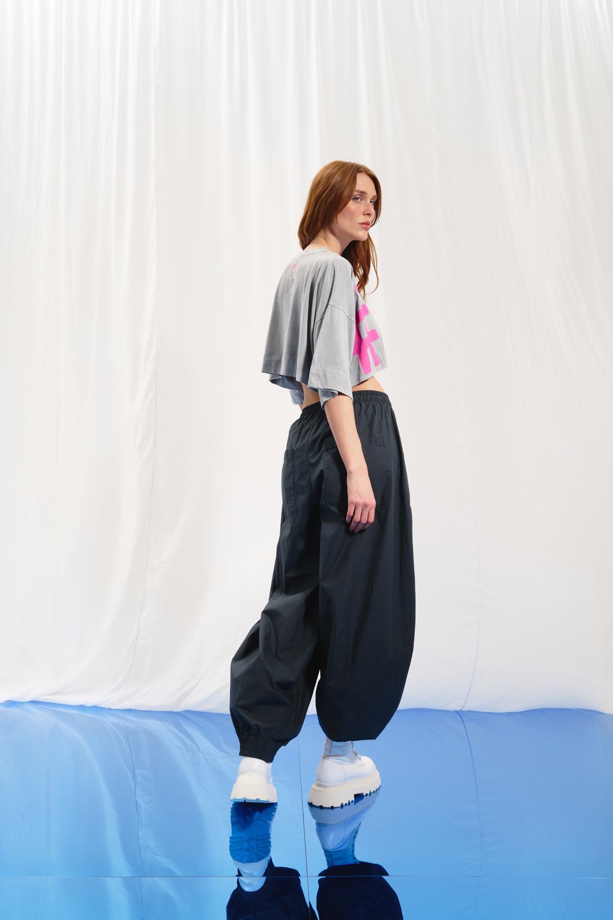 Anthracite Pleated Balloon Trousers 17126