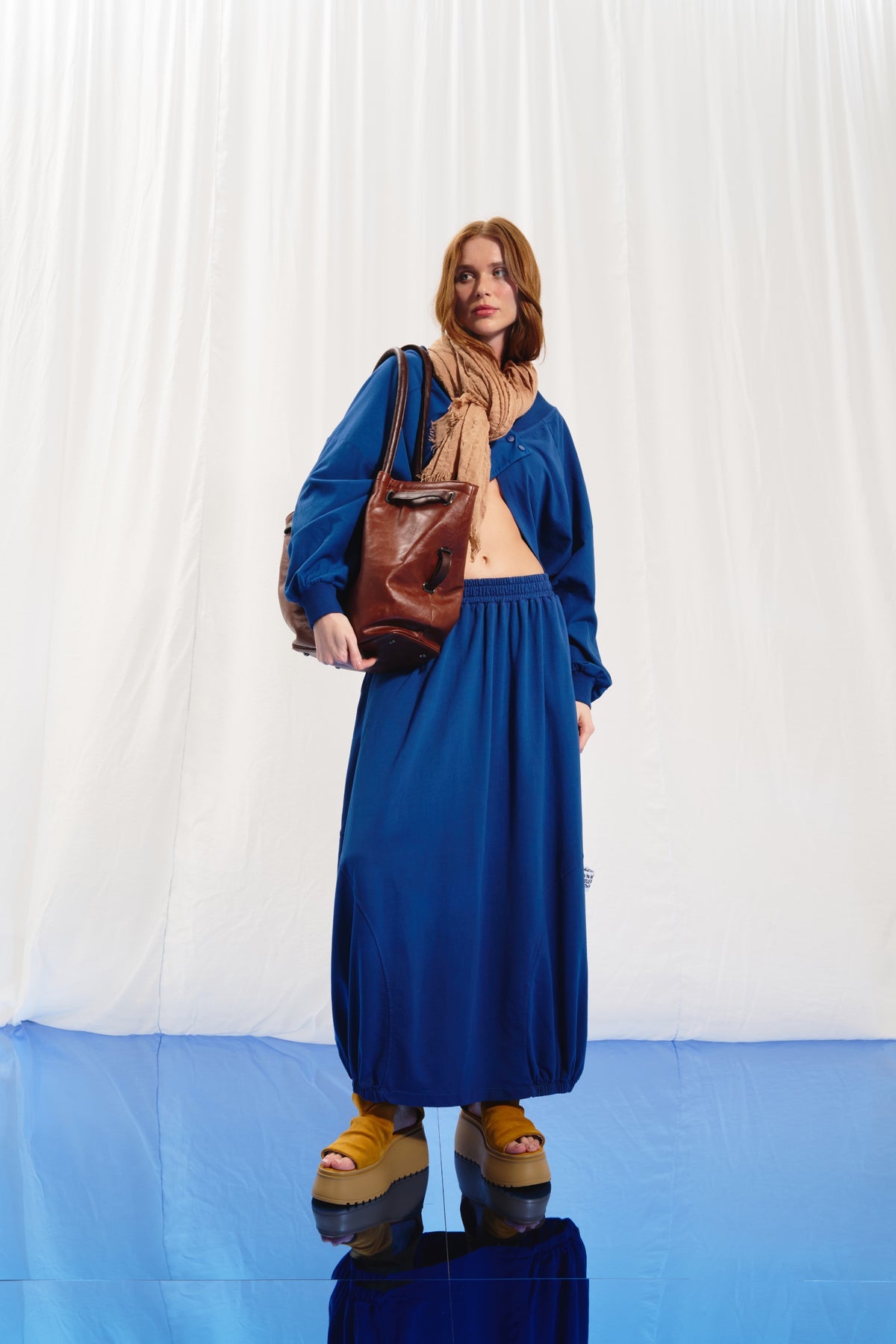Blue Balloon Midi Skirt 17148