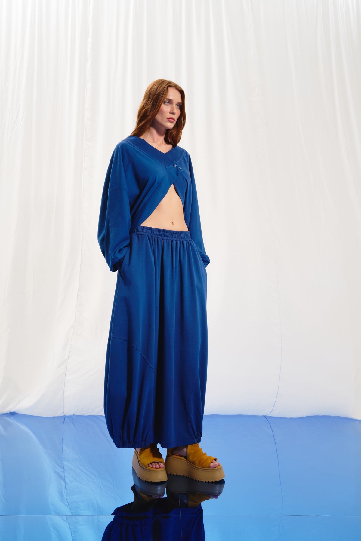 Blue Balloon Midi Skirt 17148