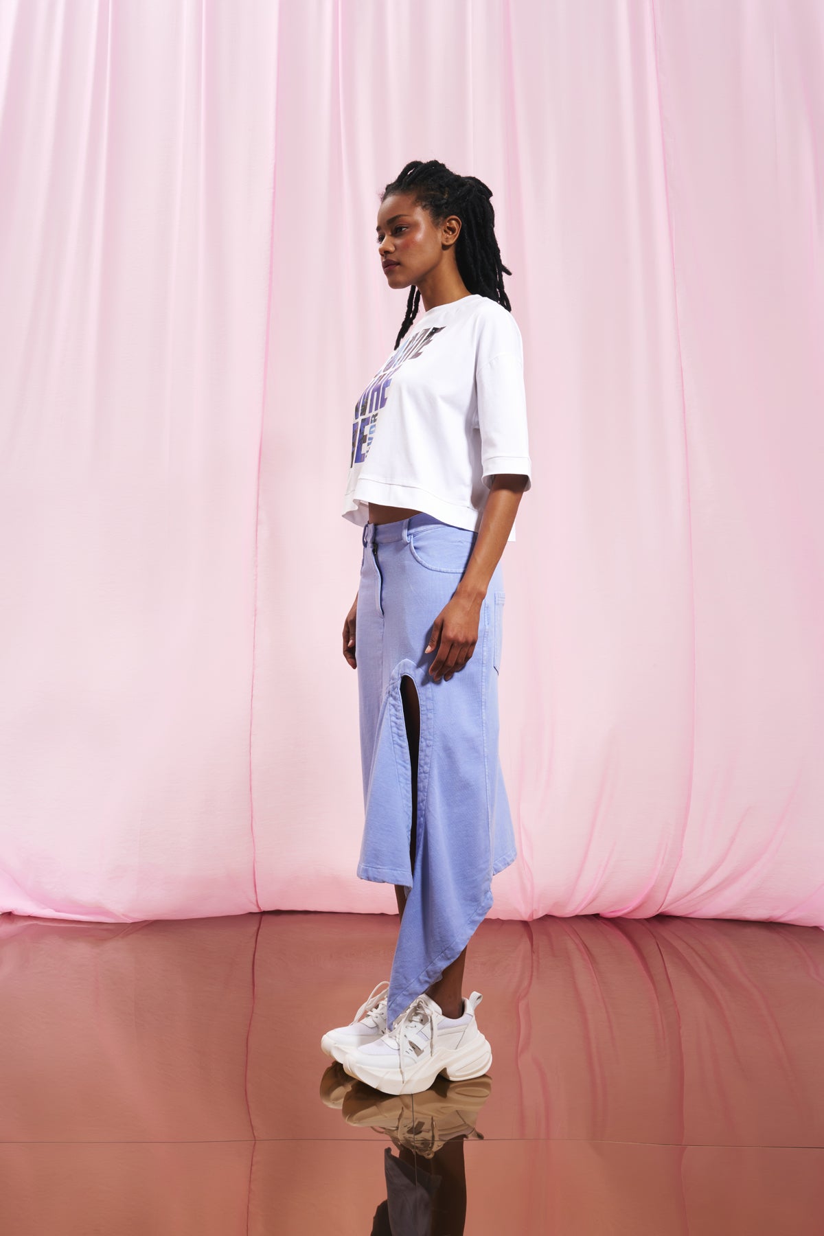 White Printed Crop T-shirt 17155