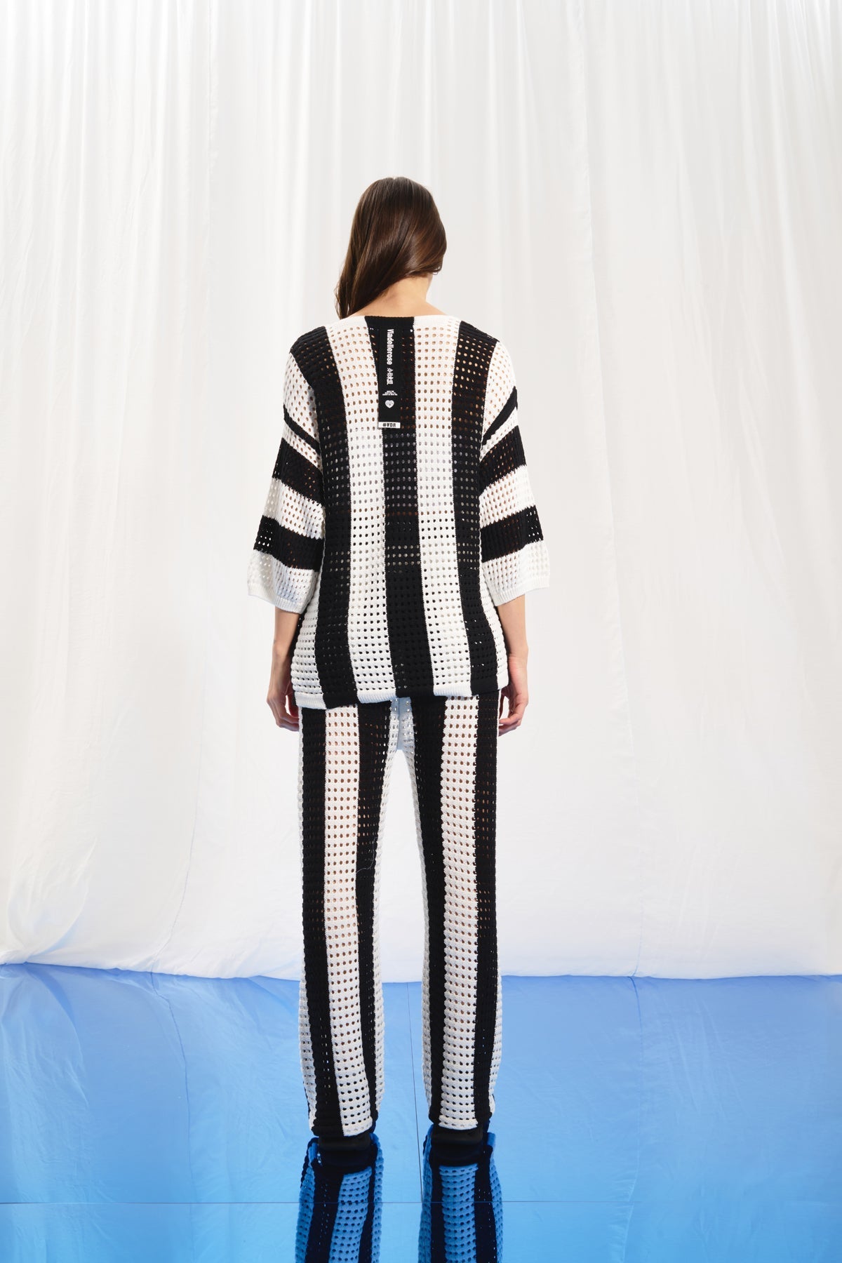 Black Off White Contrast Knit Cardigan 17174