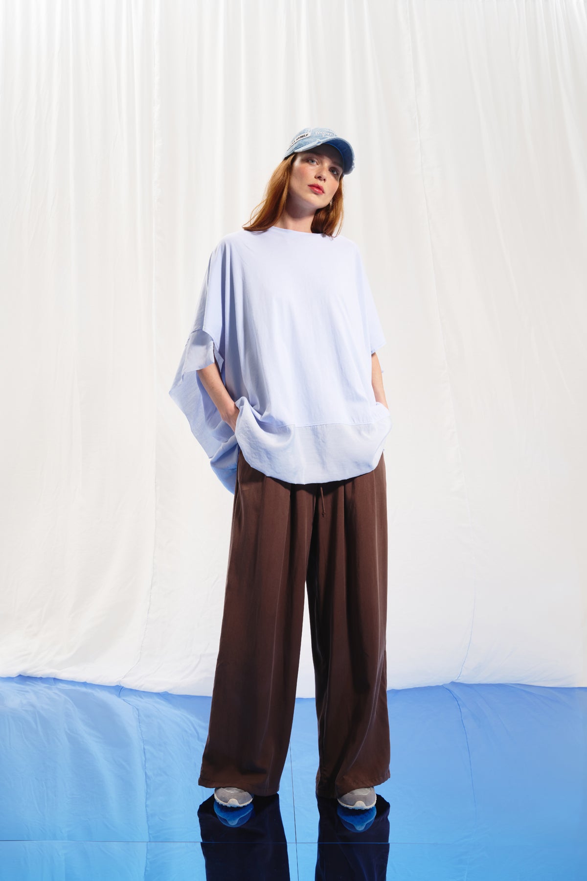 Brown Pleated Wide-leg Trousers 17207