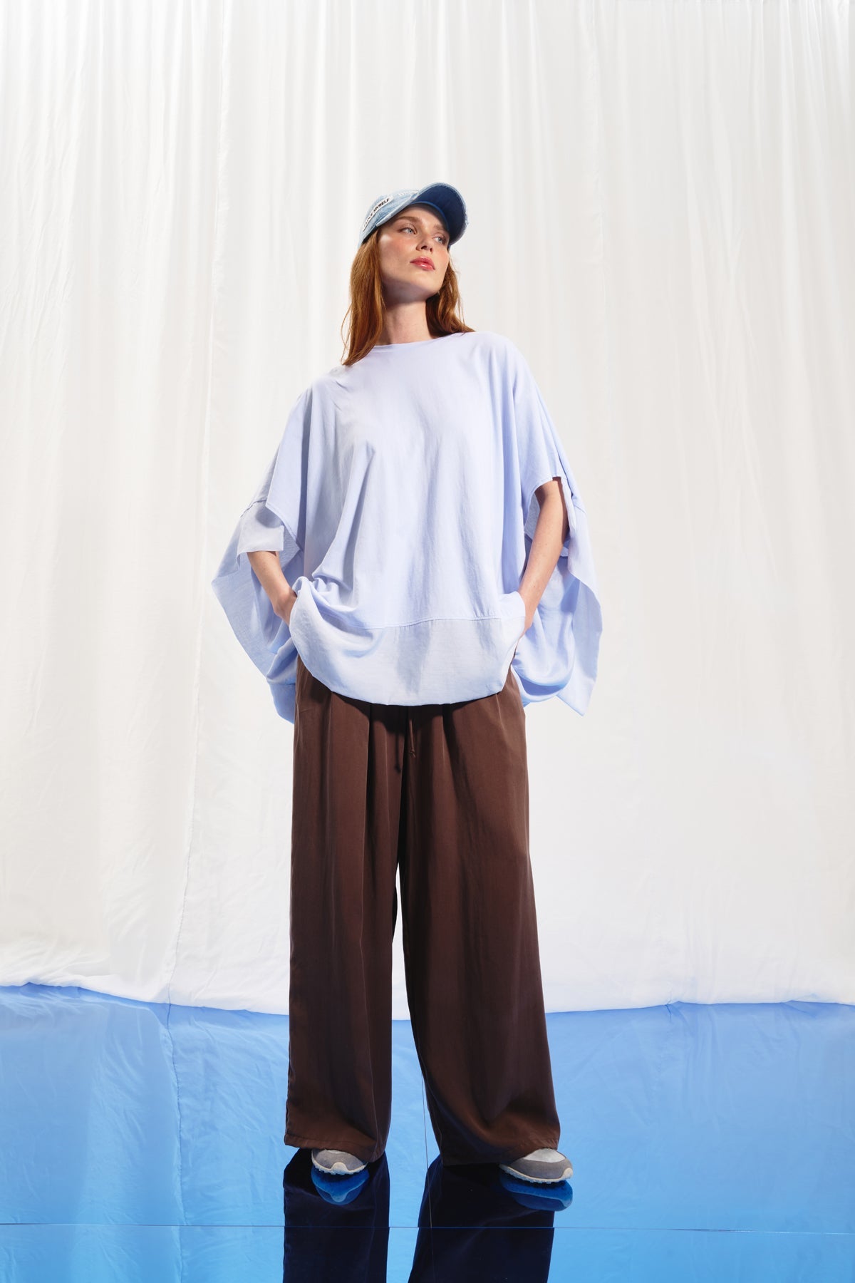 Brown Pleated Wide-leg Trousers 17207