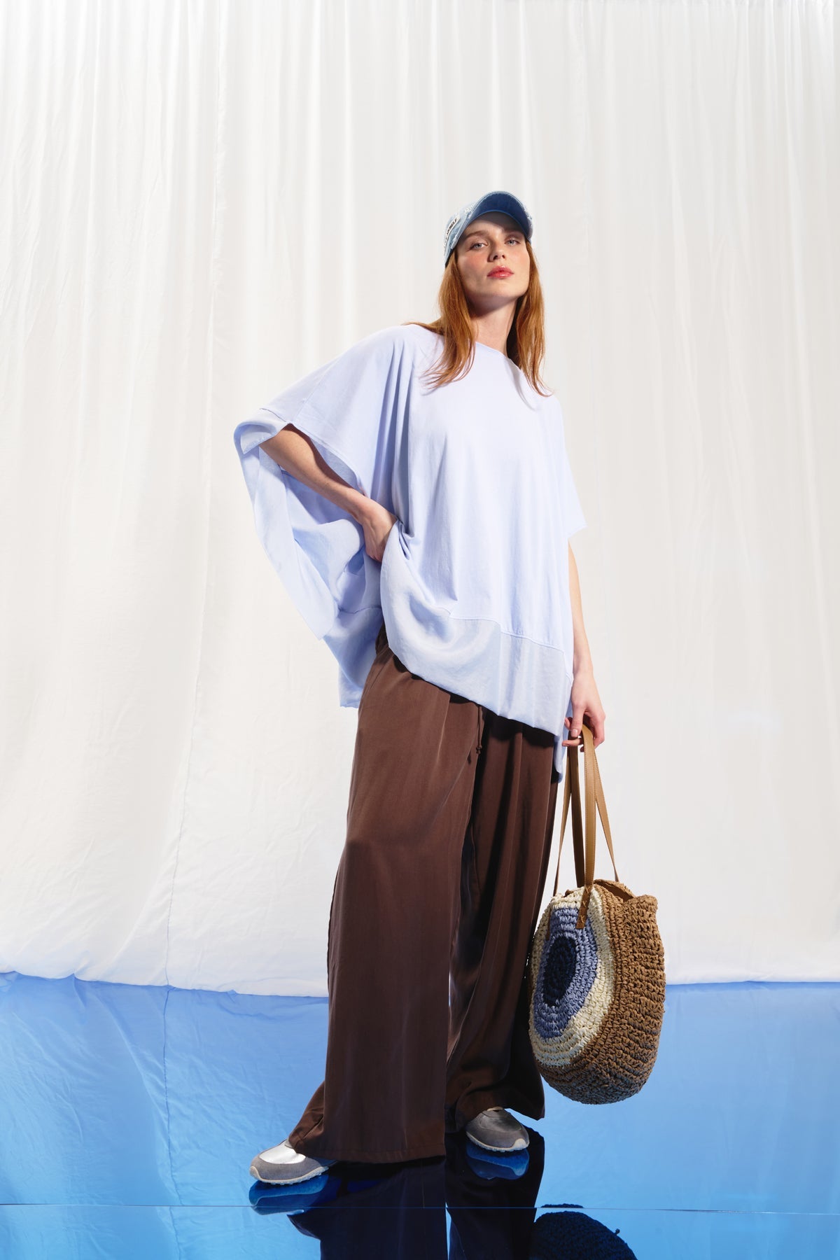 Brown Pleated Wide-leg Trousers 17207