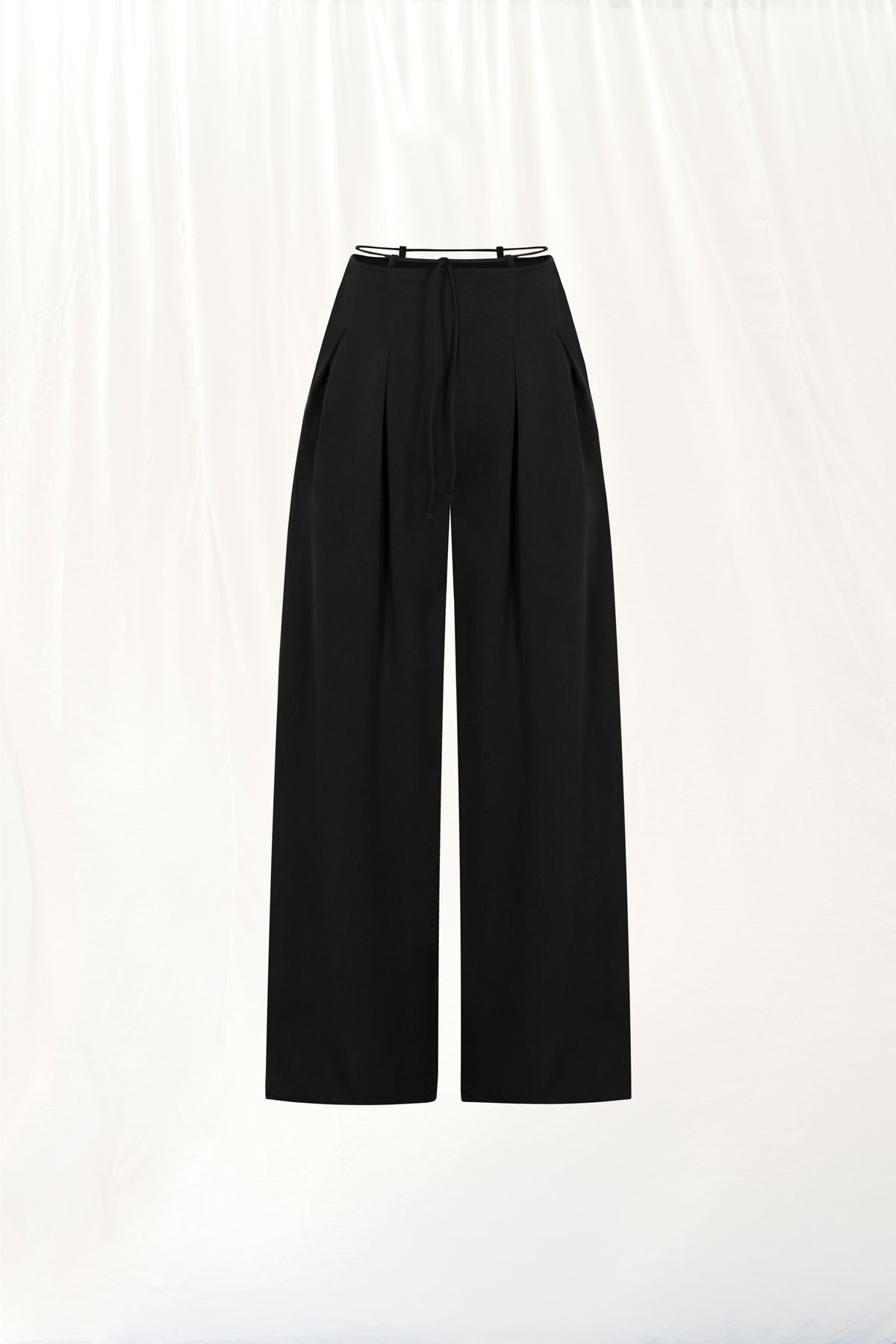 Black Pleated Wide-leg Trousers 17207