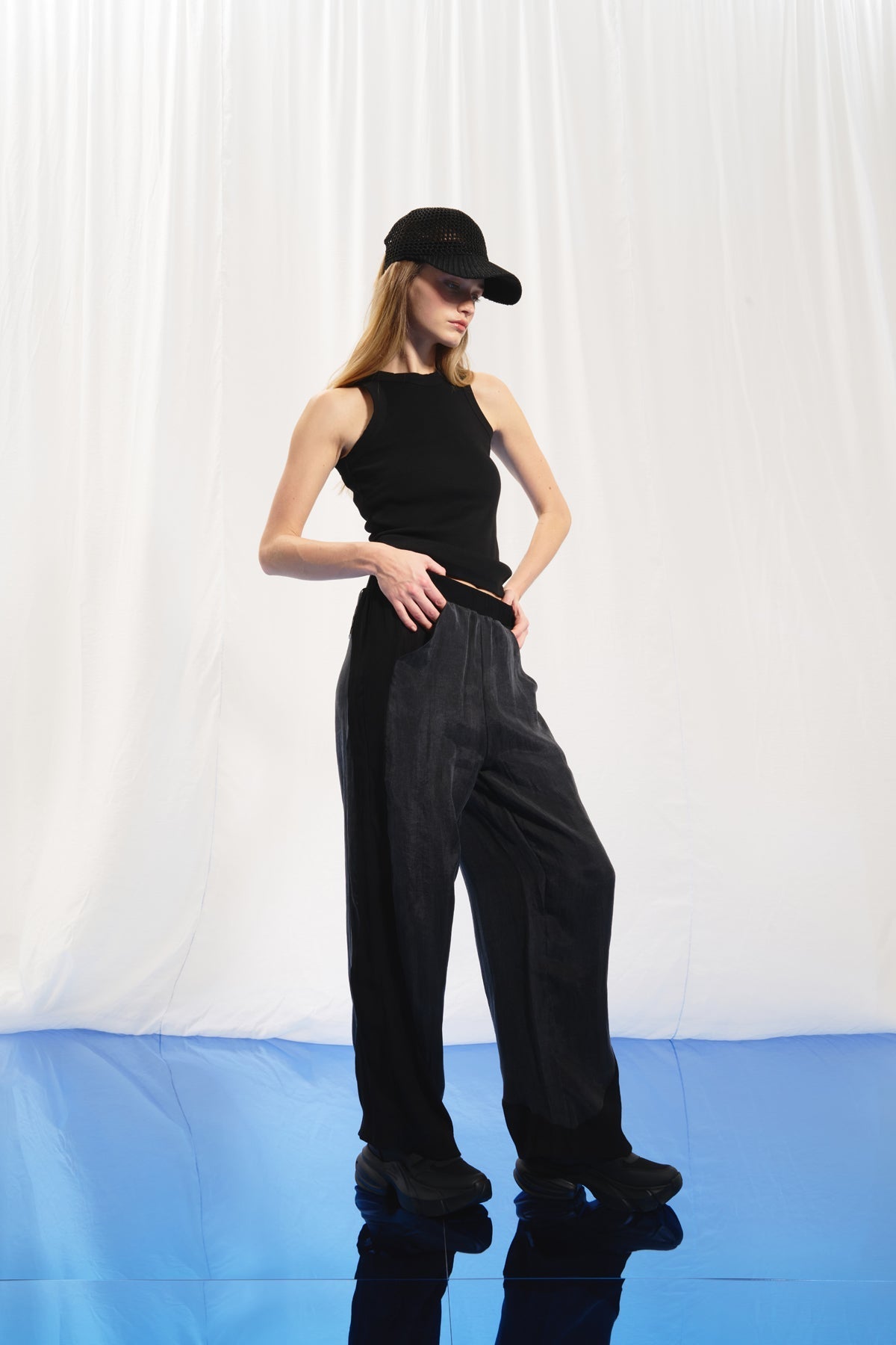 Anthracite Black Flowing Trousers 17208