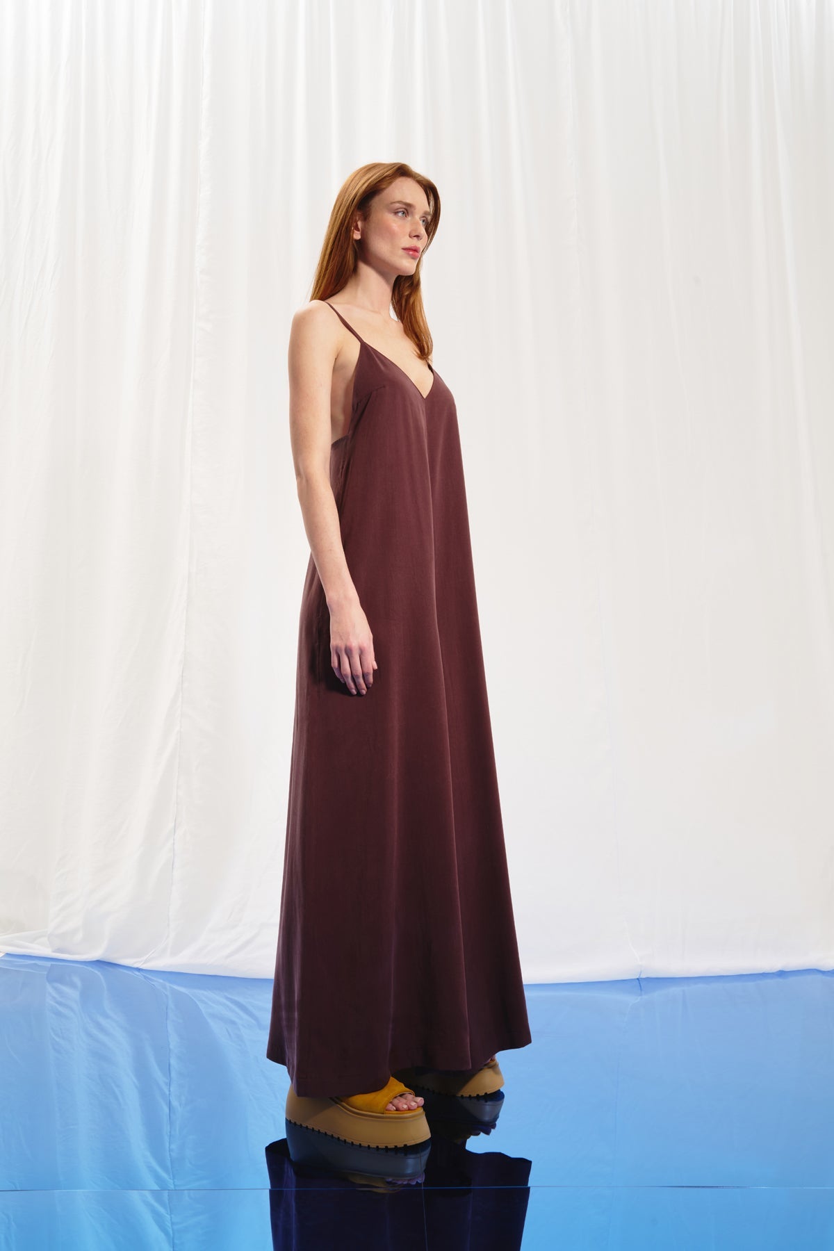 Brown V-neck Jumpsuit 17218