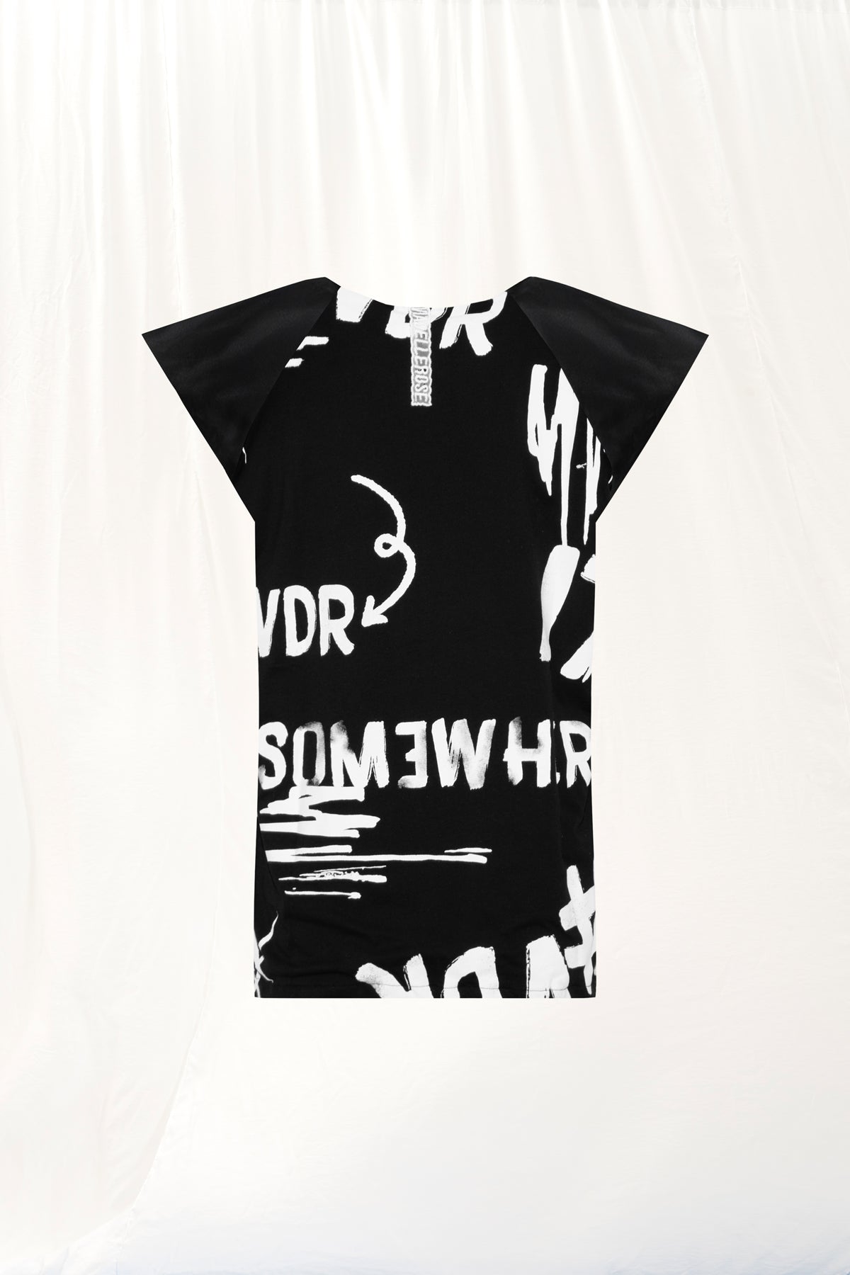 Black Contrast Print Mini Dress 17231