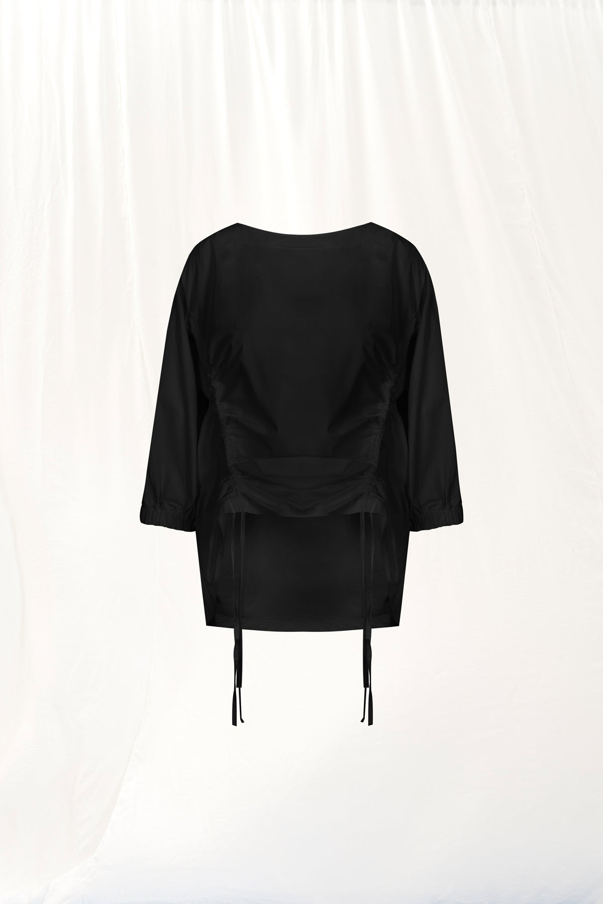 Black Round Neck Poplin Shirt 17232
