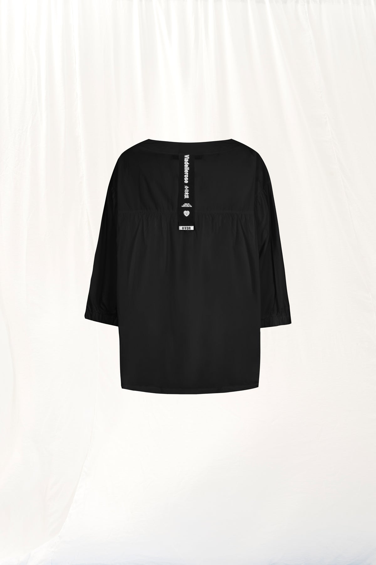 Black Round Neck Poplin Shirt 17232