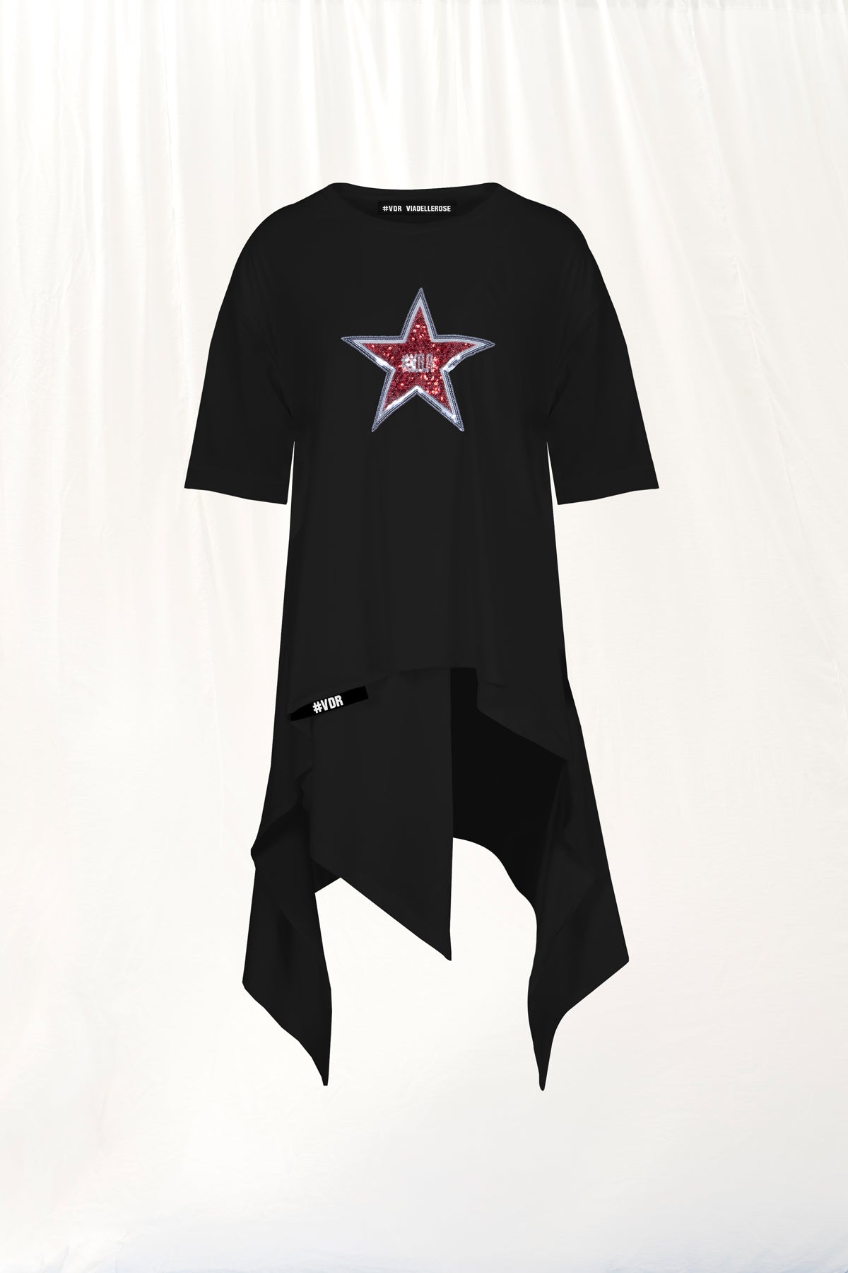 Black Embroidered Asymmetric Tunic 17236