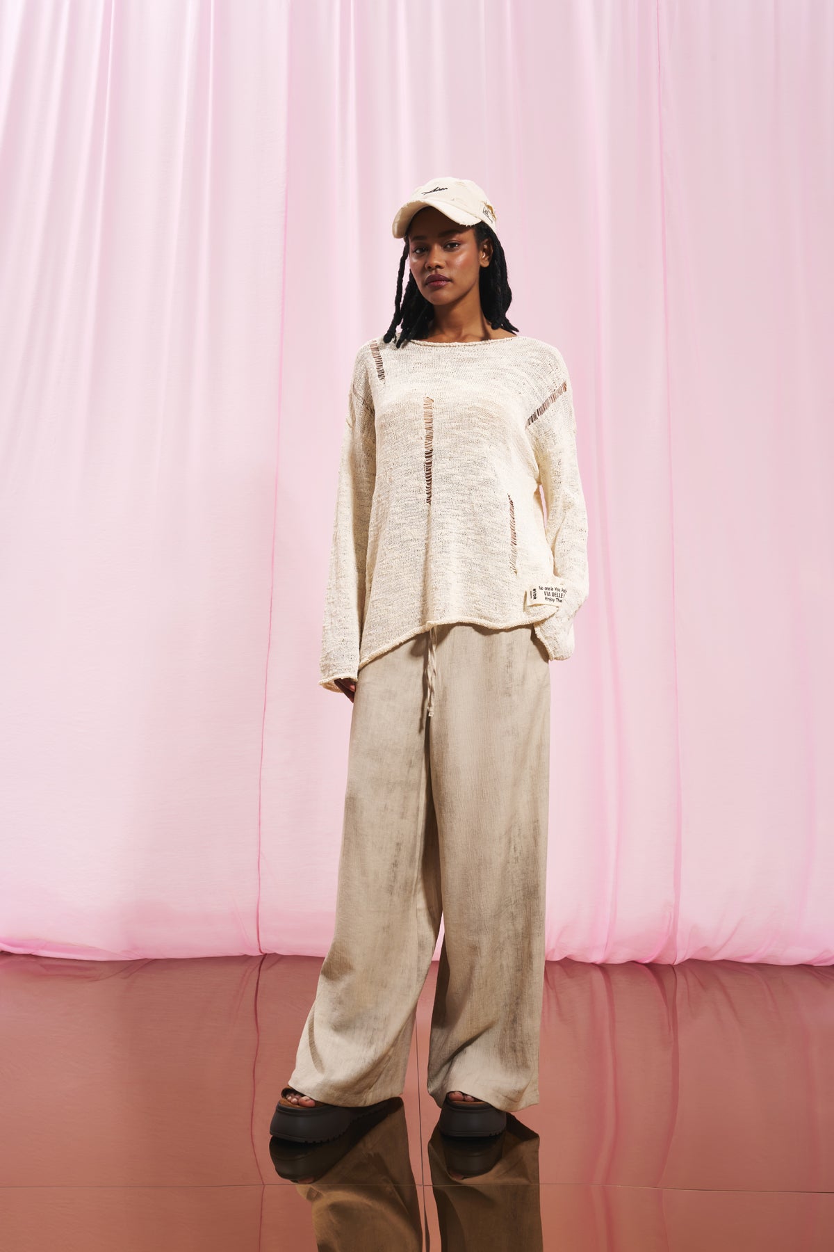Beige Flowing Trousers 17252