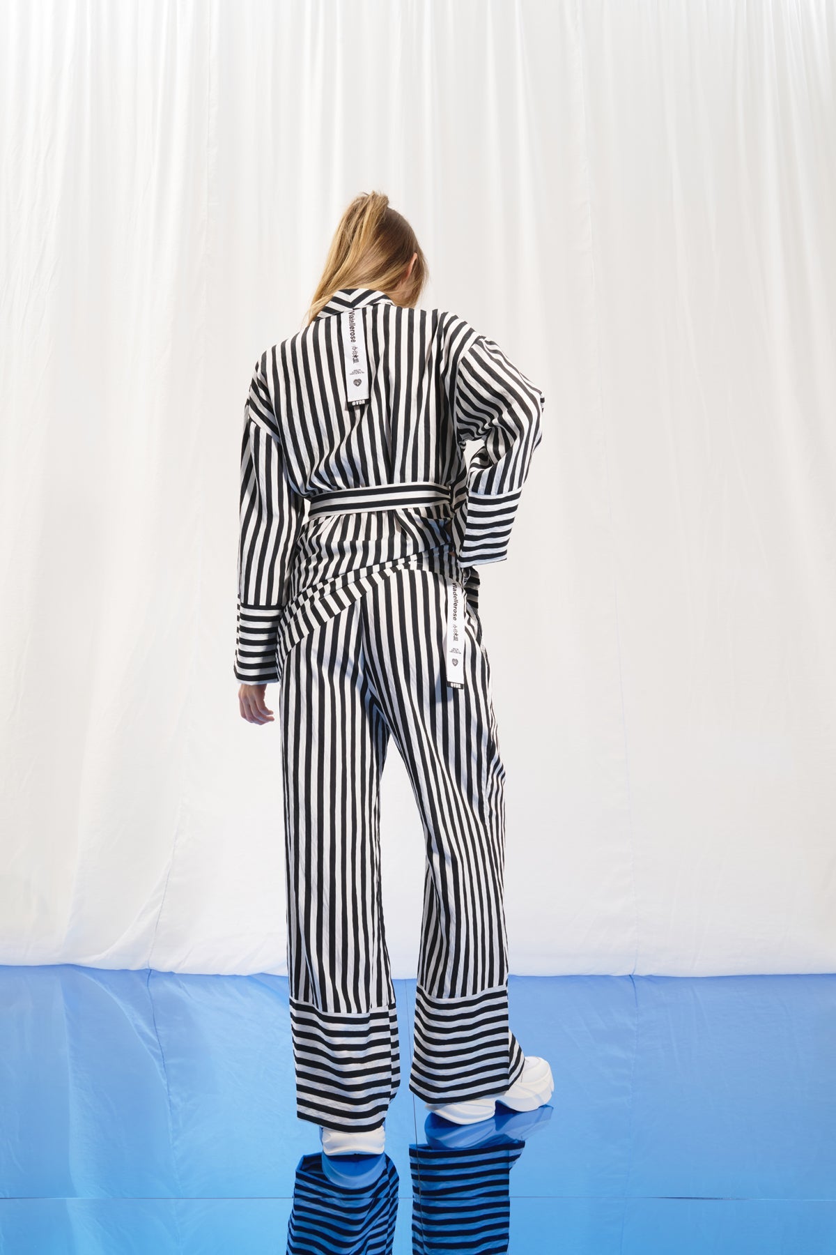 Black White Contrast Striped Trousers 17253