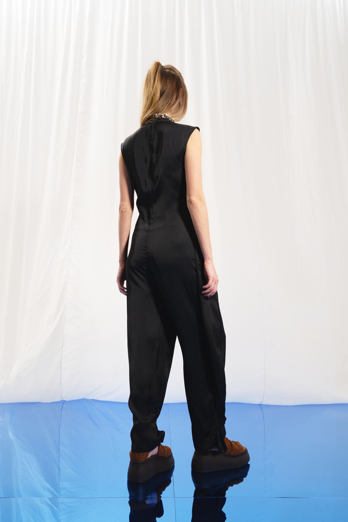 Black Satin Jumpsuit 17262