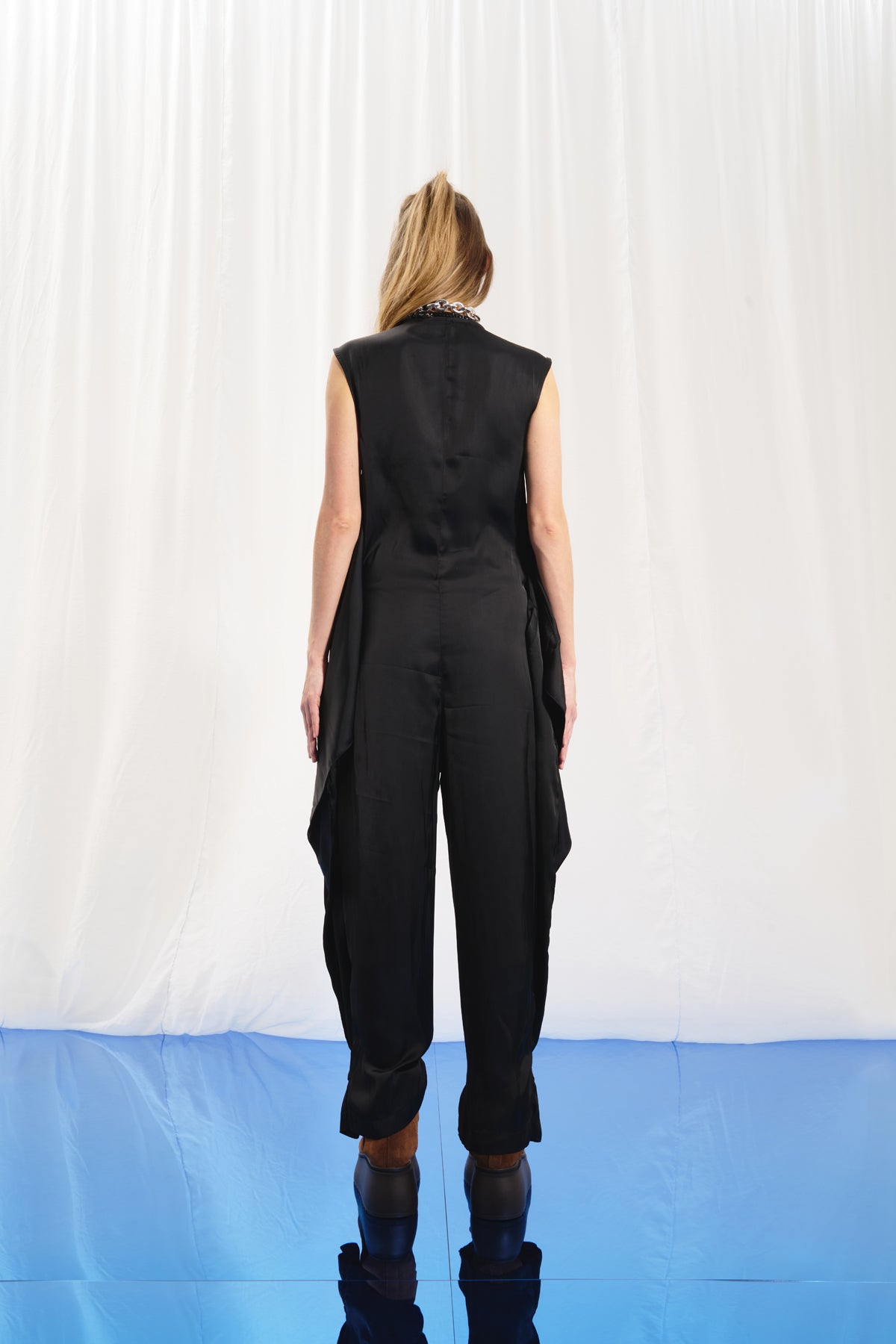Black Satin Jumpsuit 17262