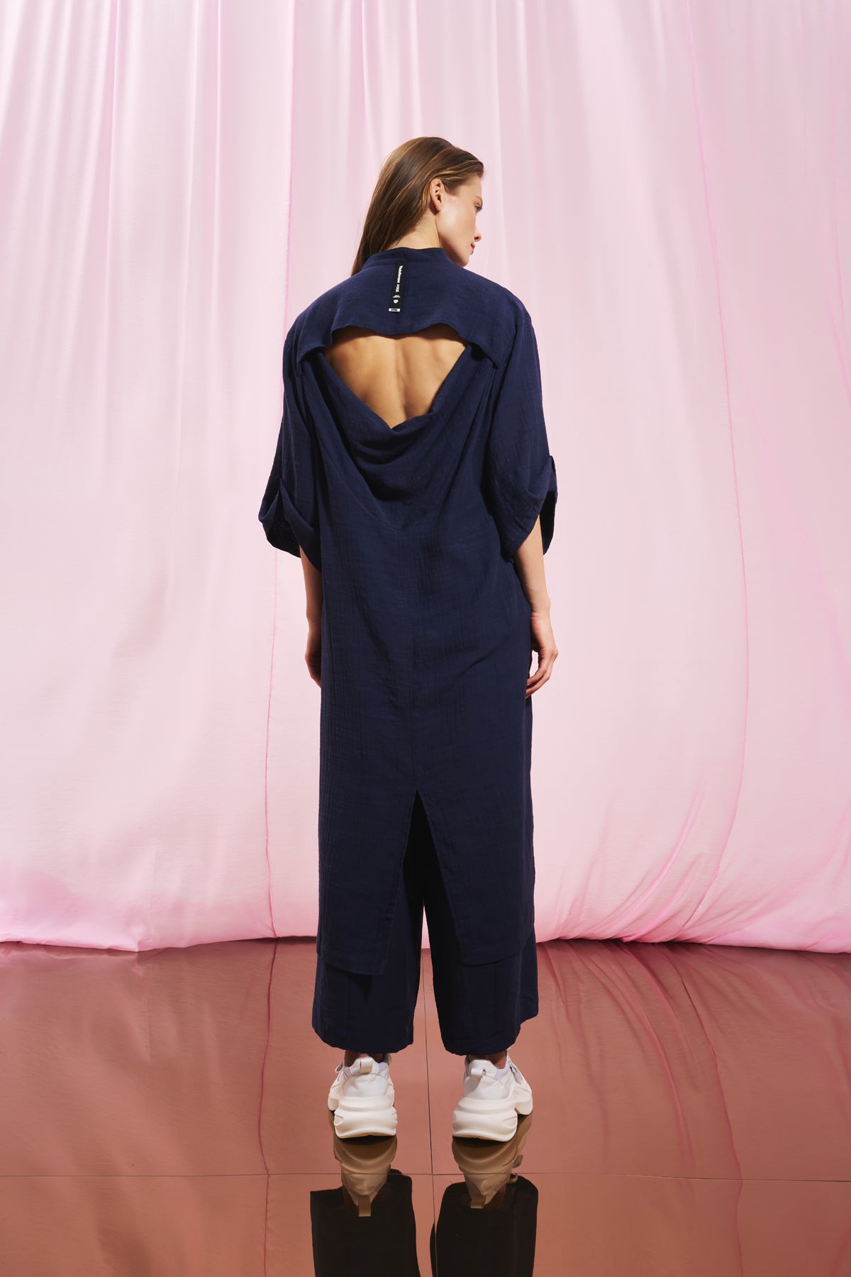 Navy Blue Linen Shirt Dress 17267