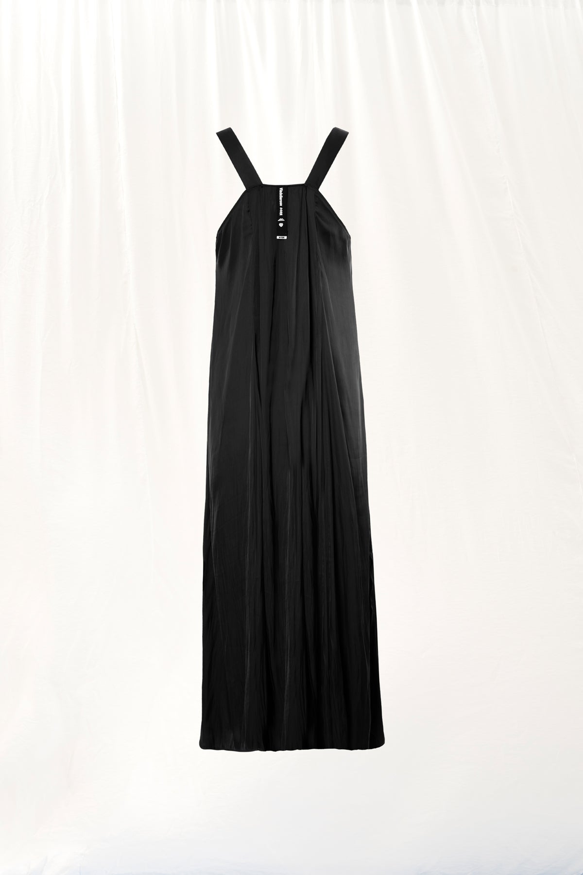 Black V-neck Satin Midi Dress 17282