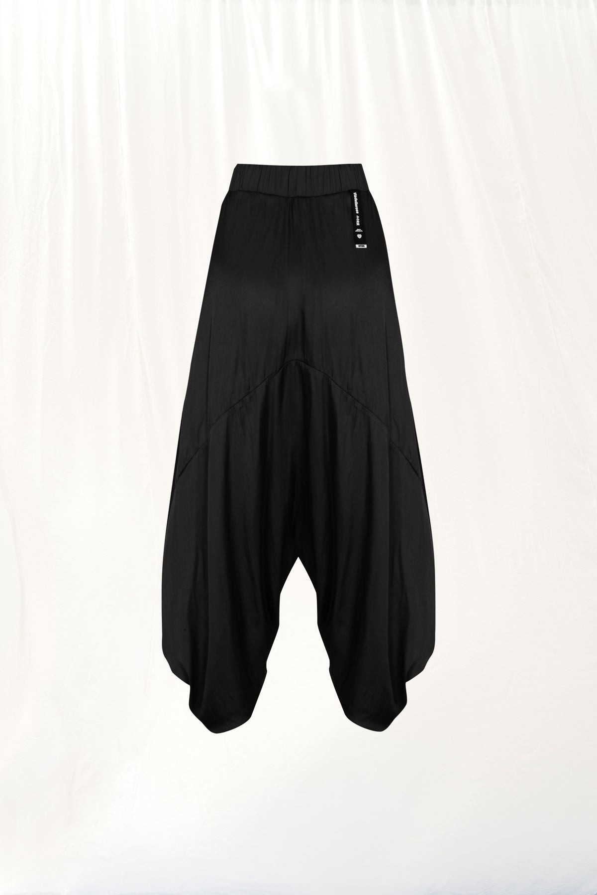 Black Flowing Satin Trousers 17284