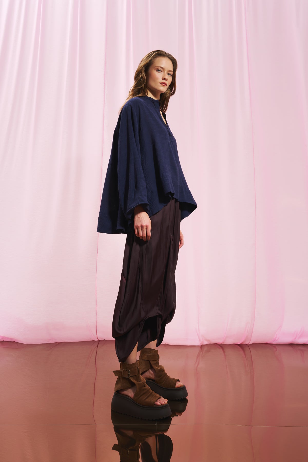 Navy Blue Linen Shirt 17287