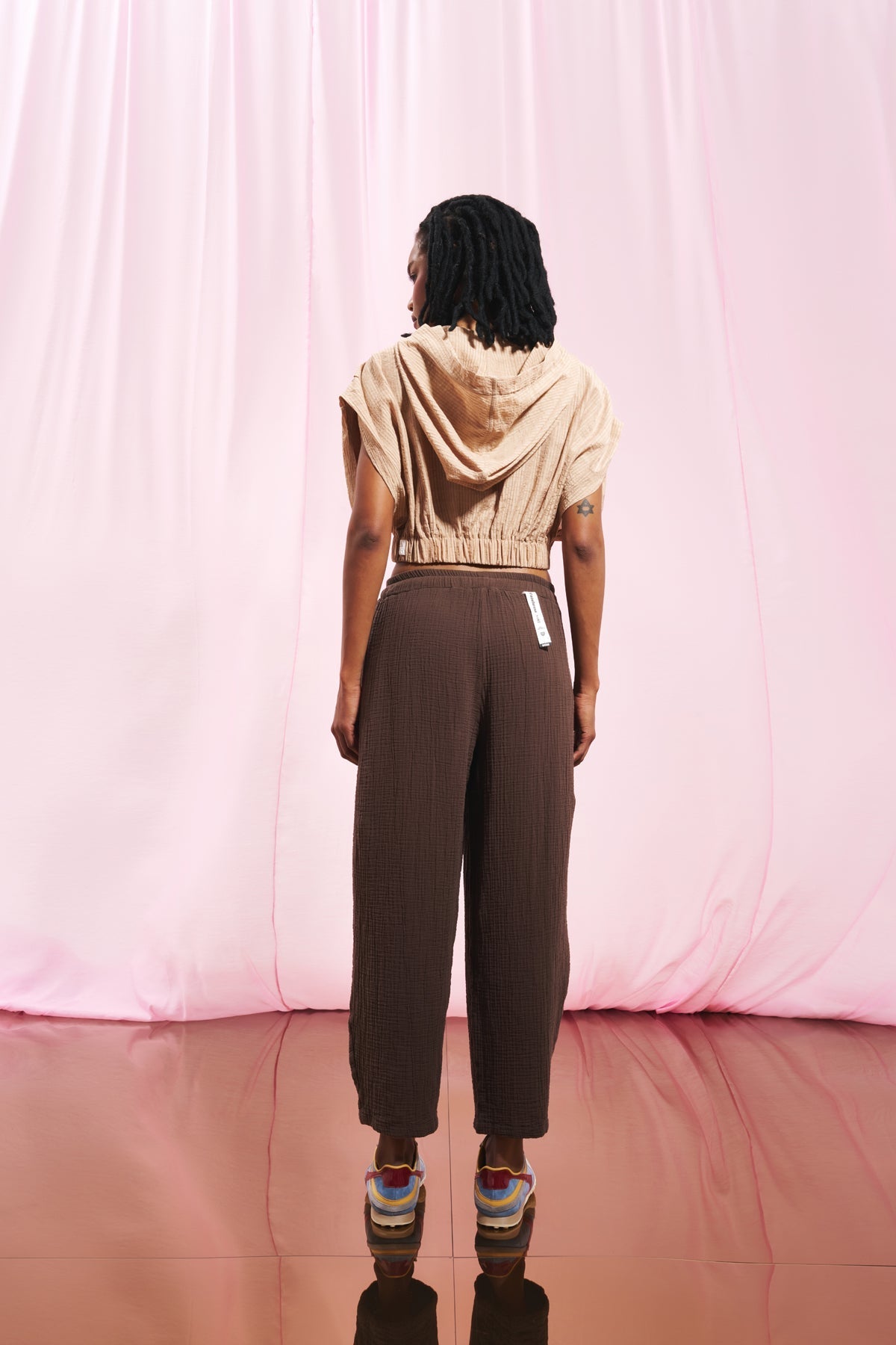 Light Brown Hooded Crop Vest 17291