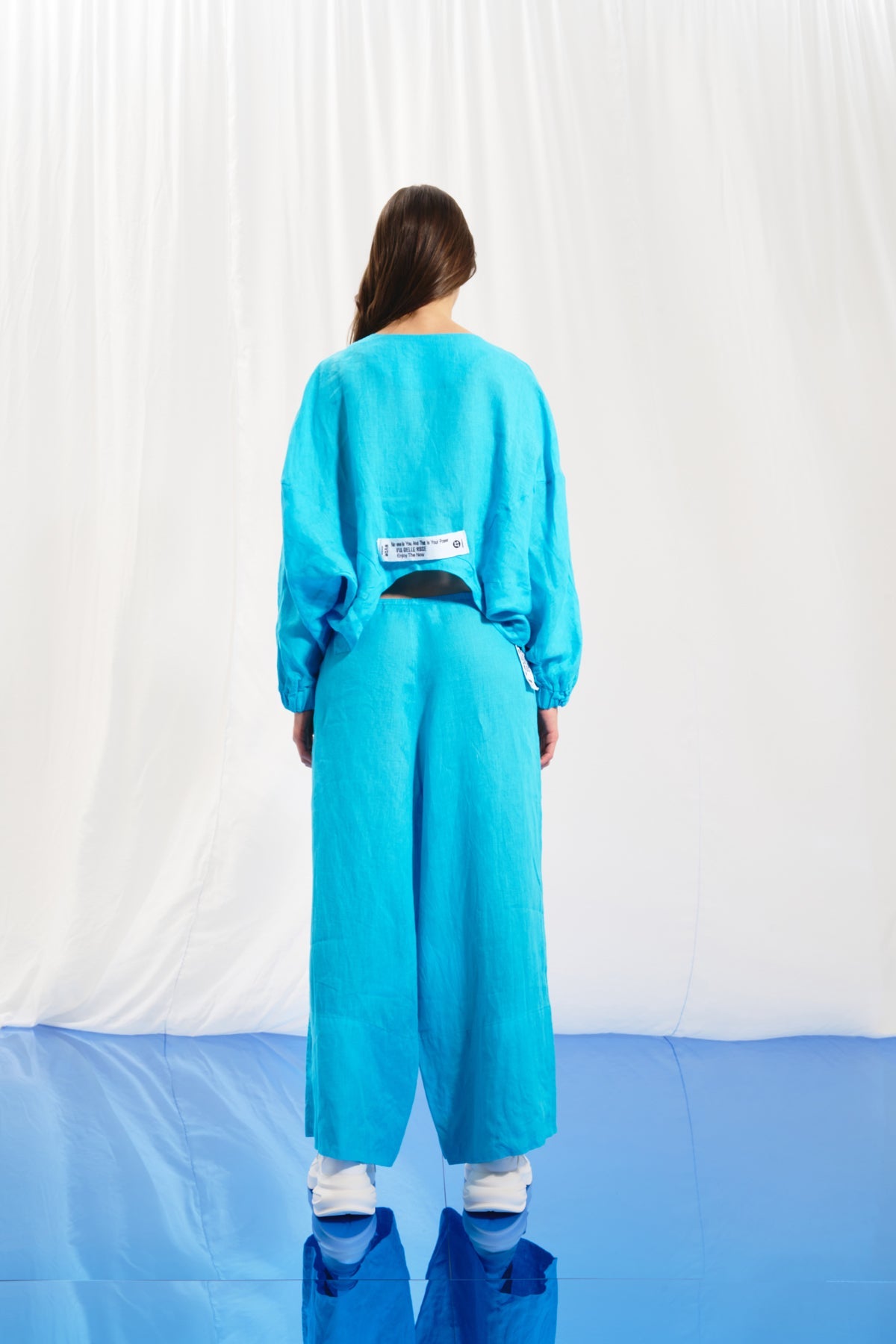 Light Blue Linen Blouse 17293