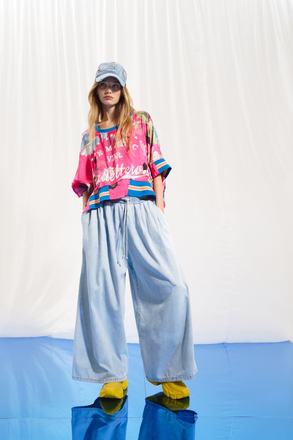 Pink Floral Print Satin Blouse 17306