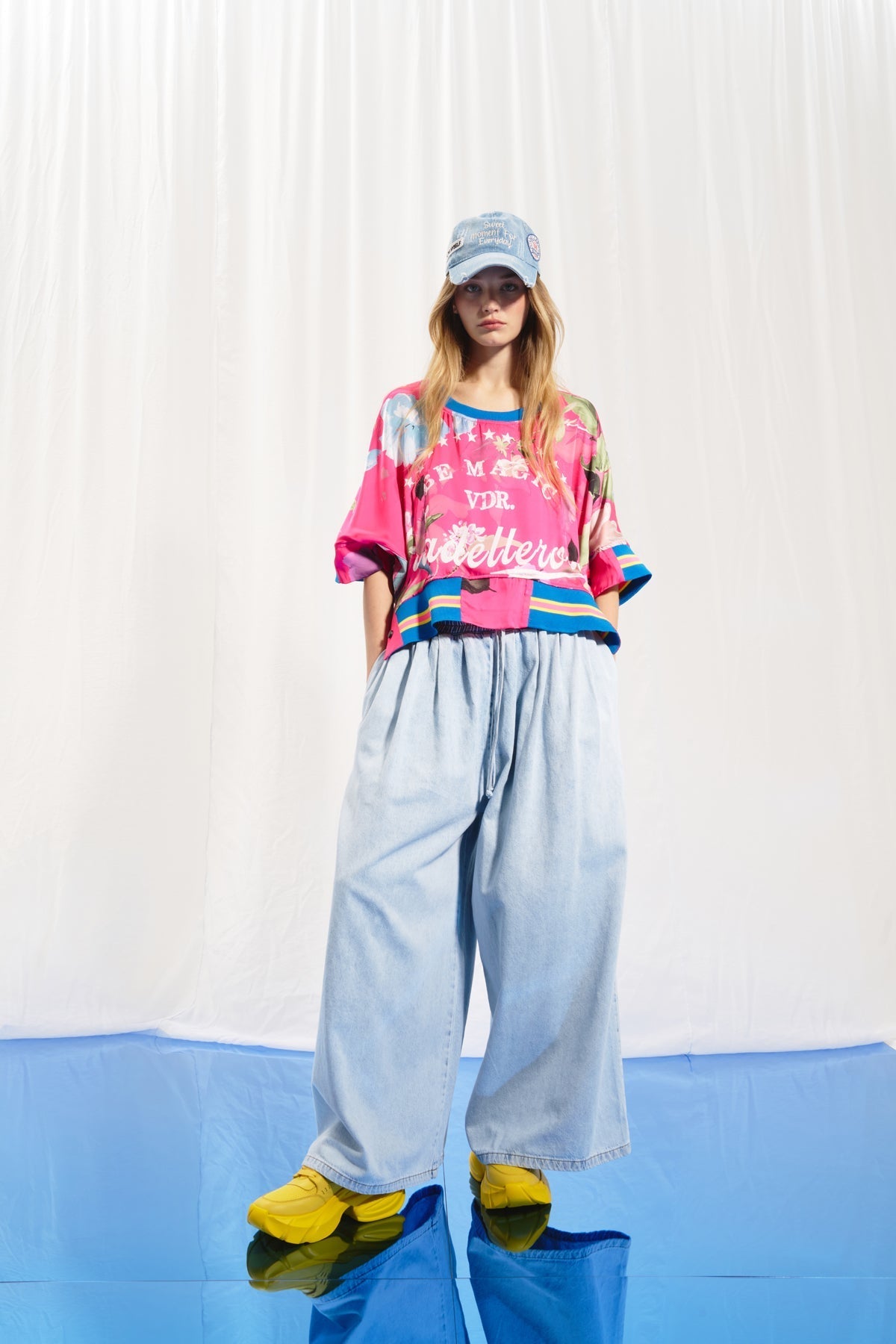 Pink Floral Print Satin Blouse 17306