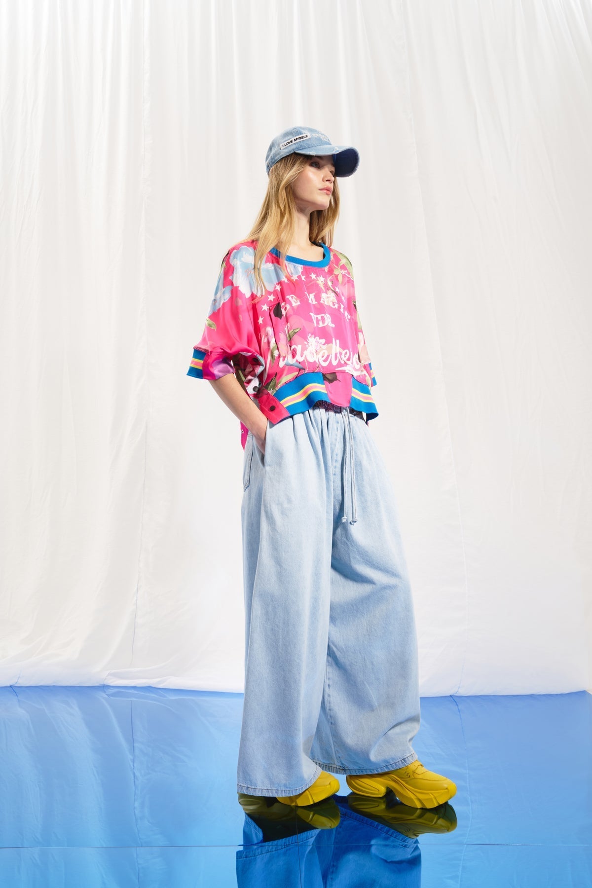 Pink Floral Print Satin Blouse 17306