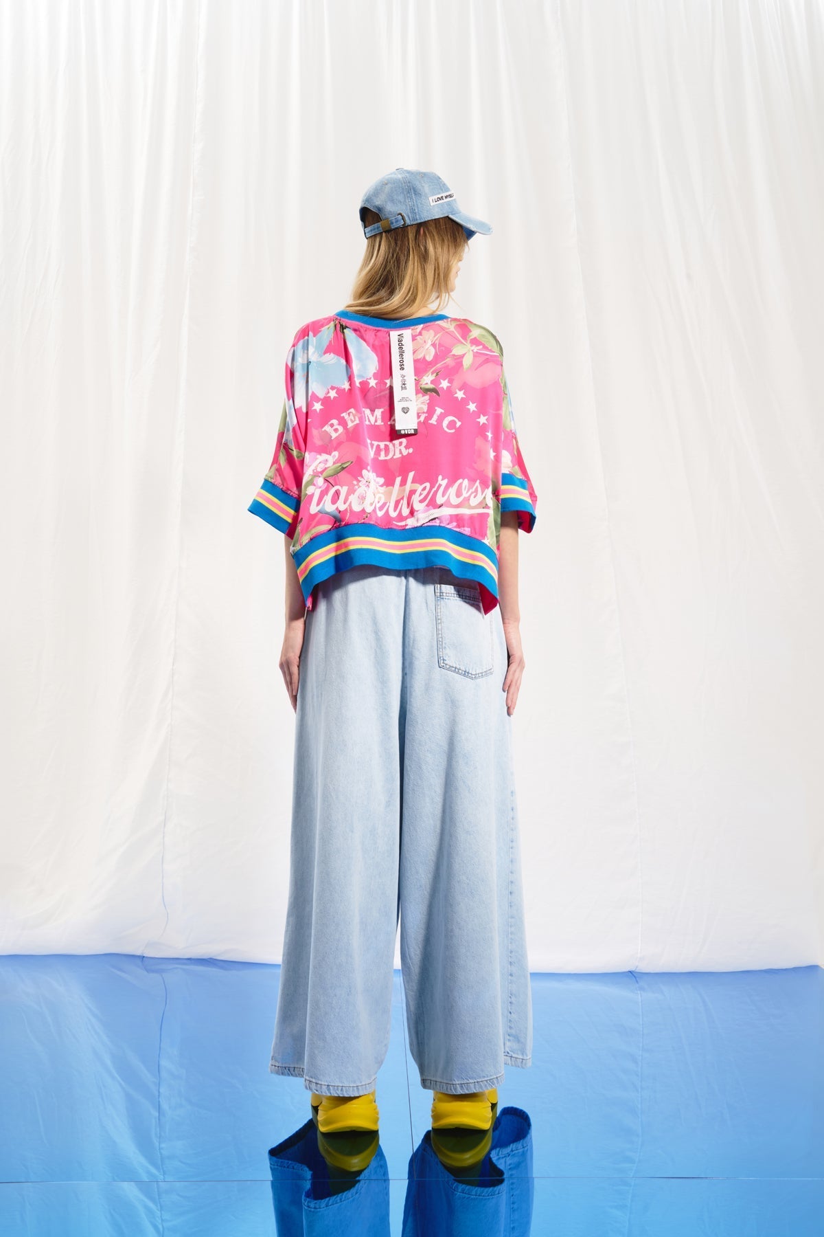 Pink Floral Print Satin Blouse 17306