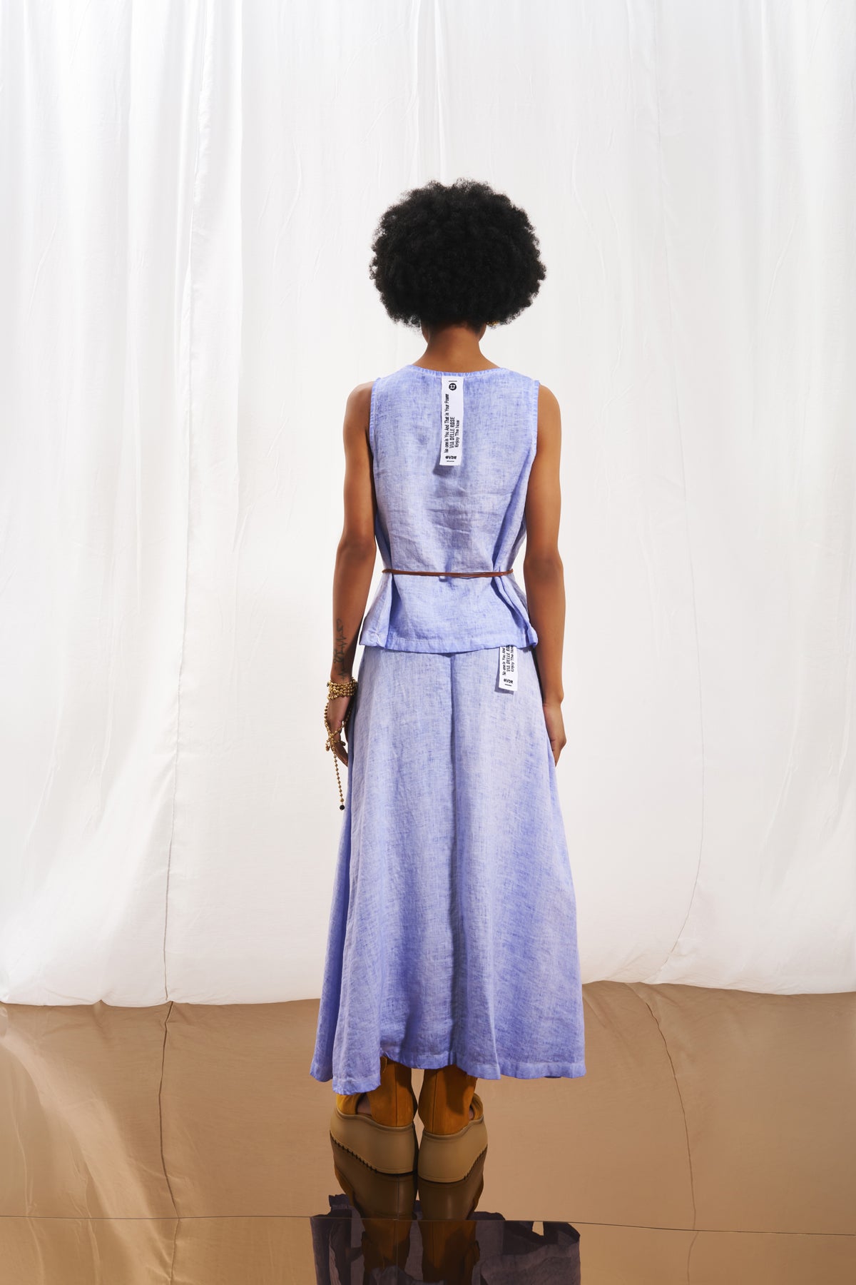 Lilac V-neck Linen Blouse 17309