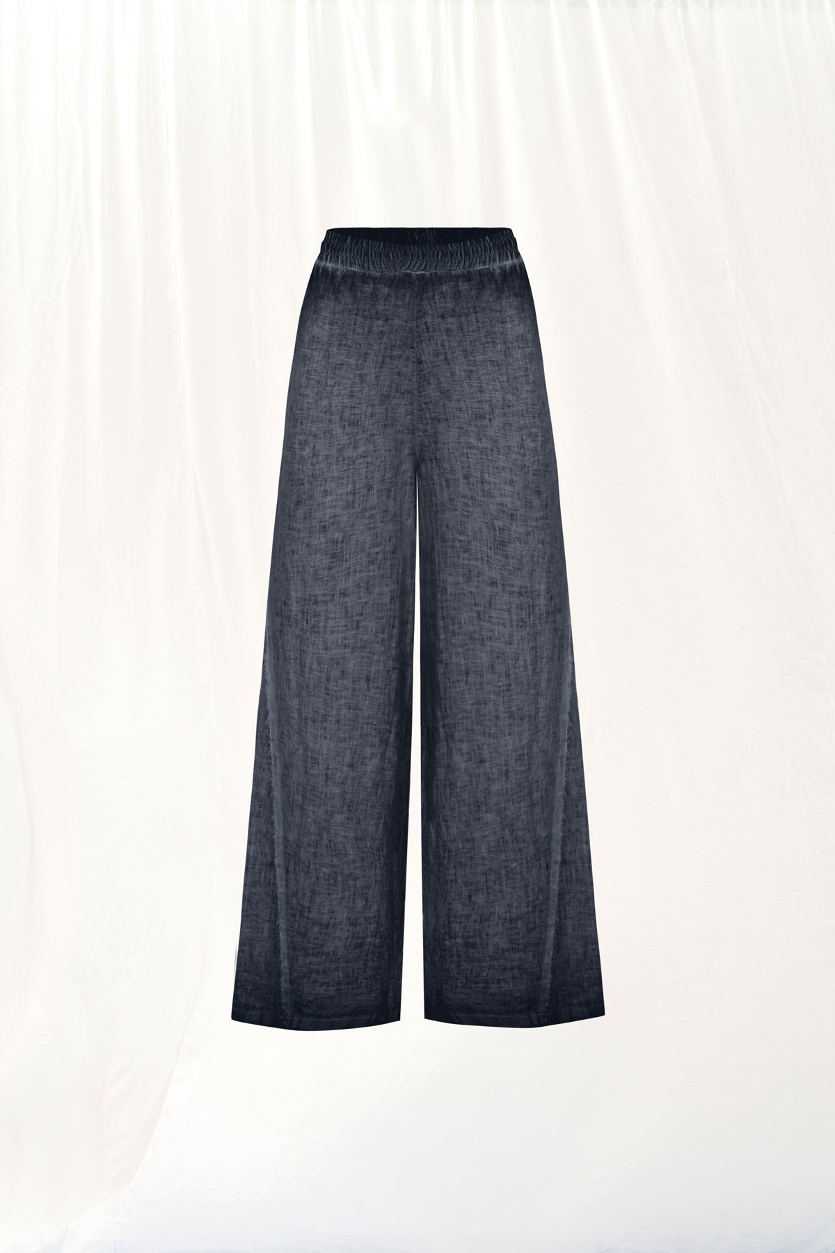 Black Wide-leg Linen Trousers 17310