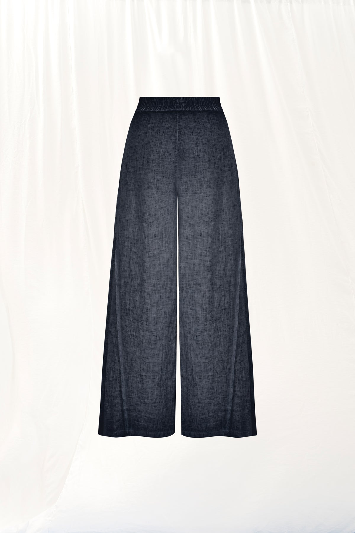 Black Wide-leg Linen Trousers 17310