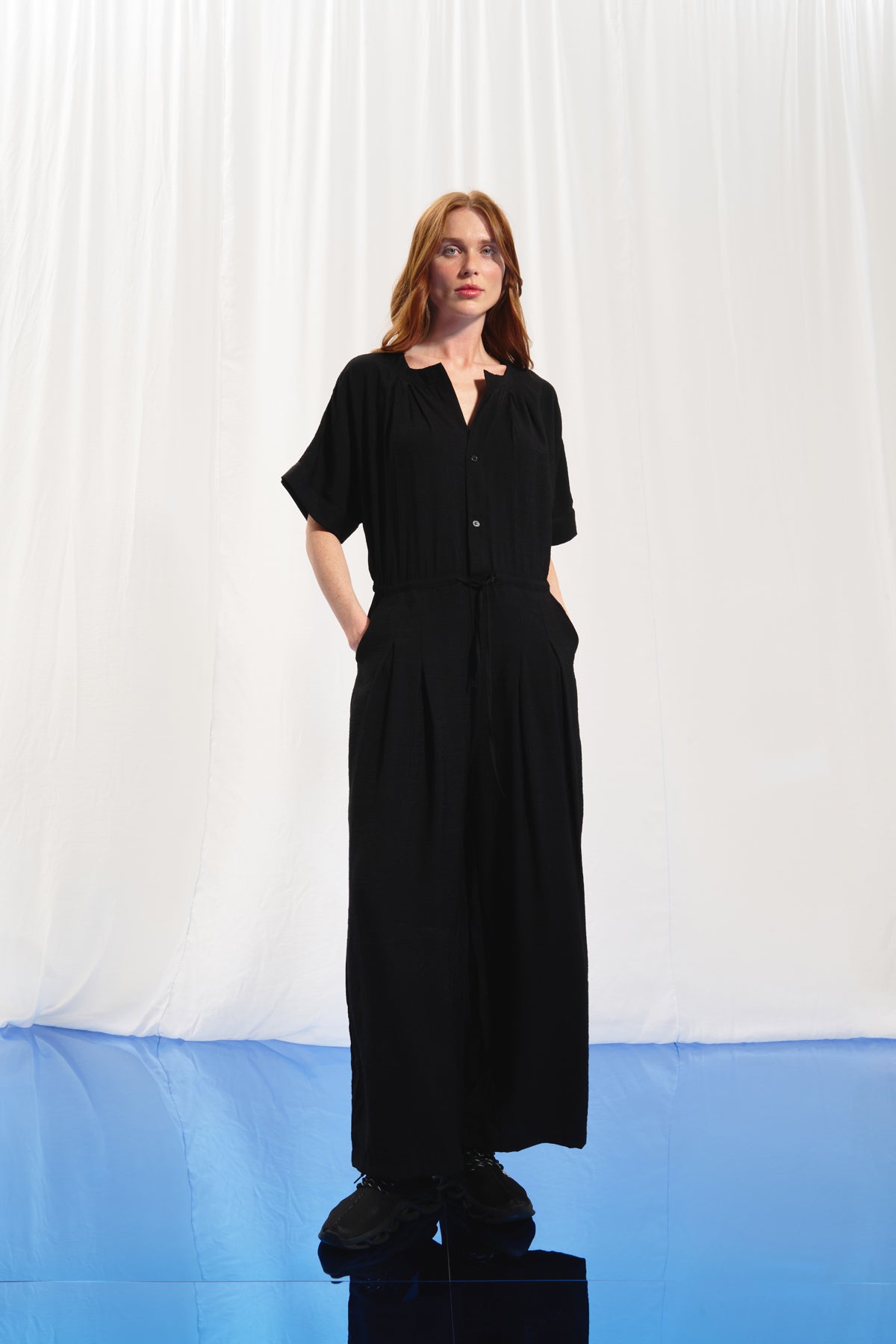 Black Short Sleeve Jumpsuit 17313