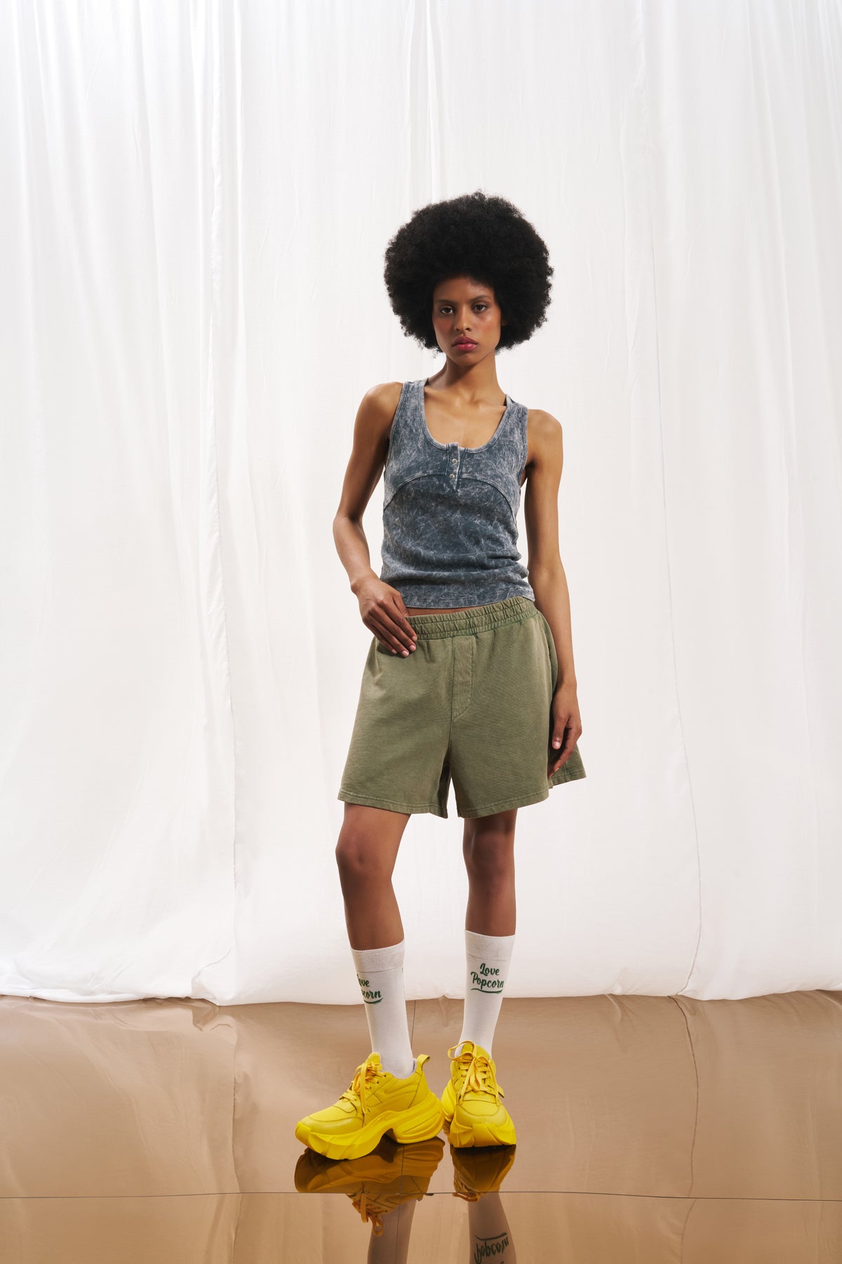 Olive Green Plush Shorts 17323