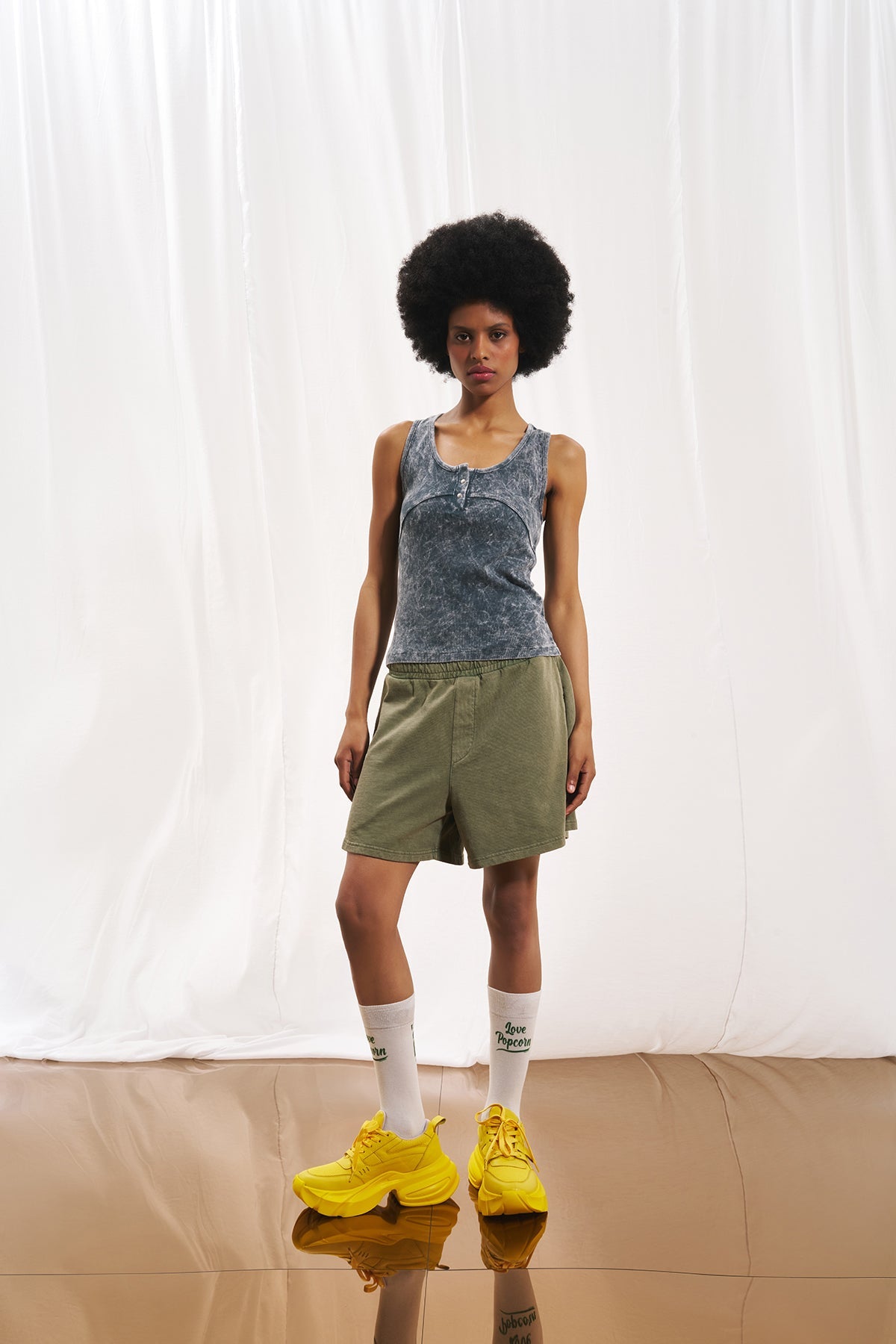 Olive Green Plush Shorts 17323