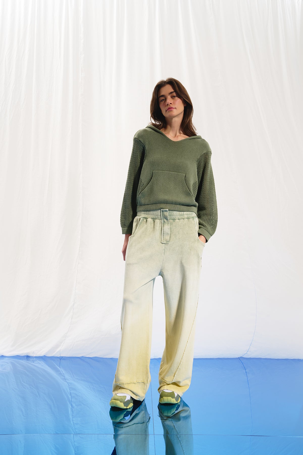 Olive Green Pistachio Wide-leg Trousers 17344