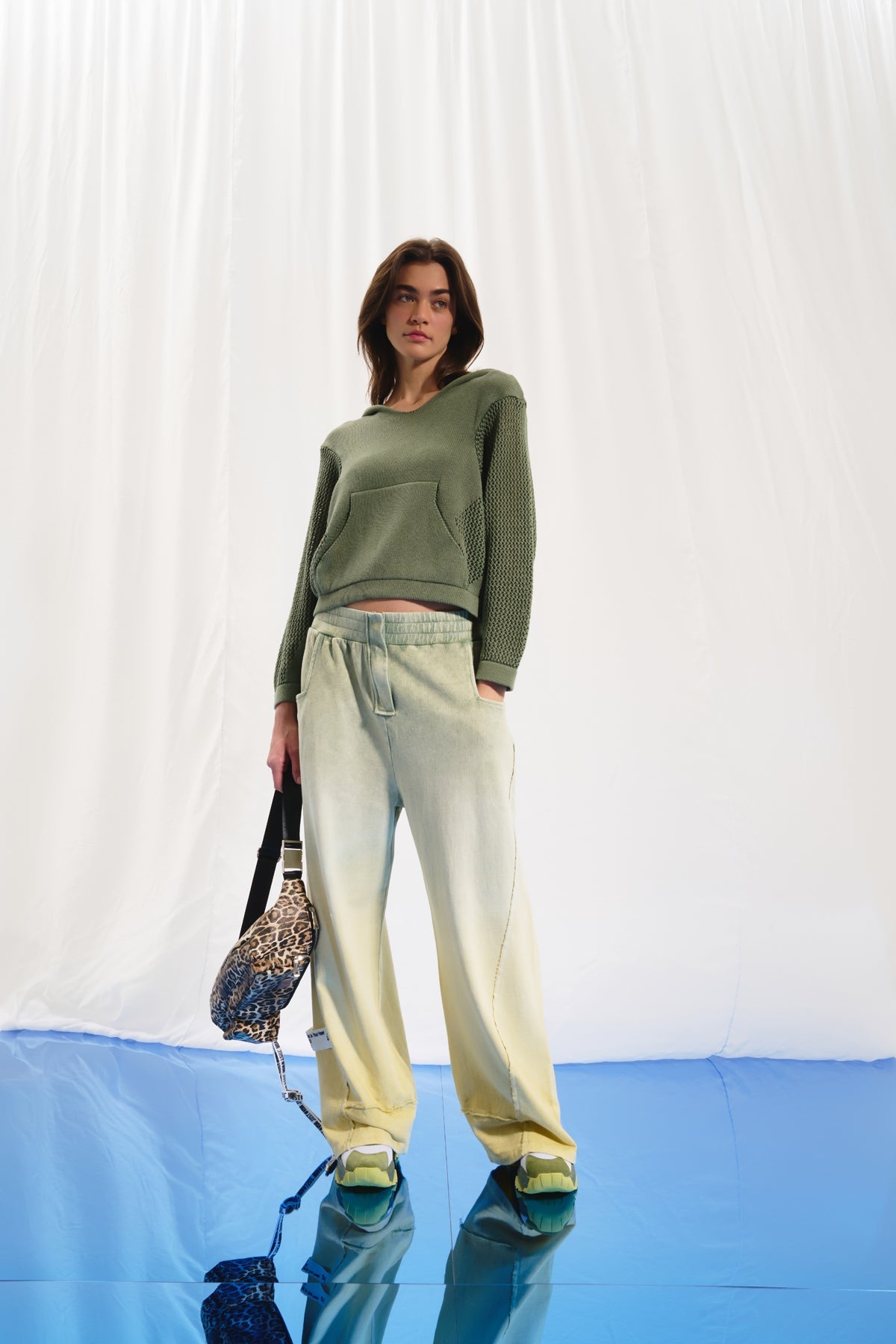 Olive Green Pistachio Wide-leg Trousers 17344