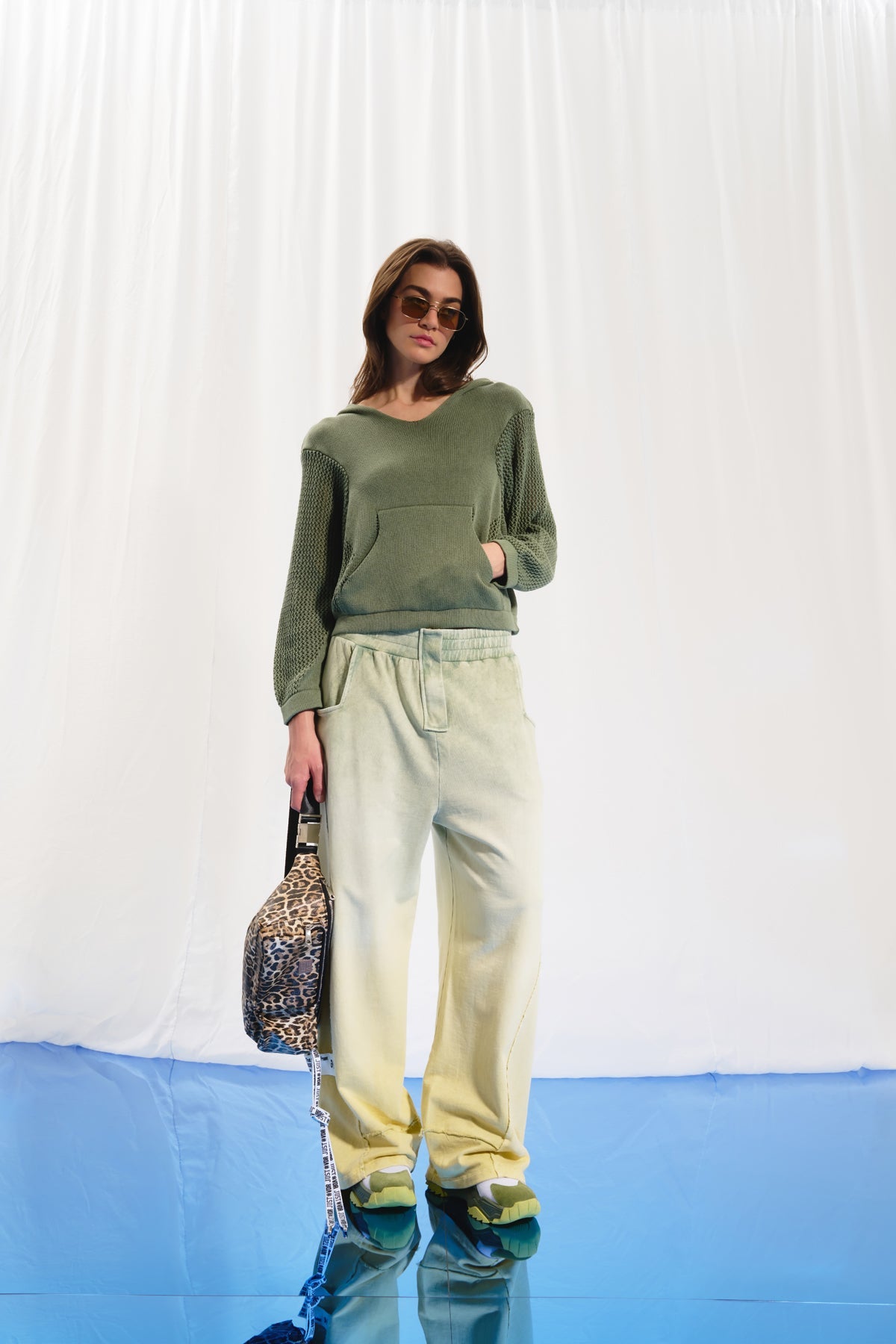 Olive Green Pistachio Wide-leg Trousers 17344