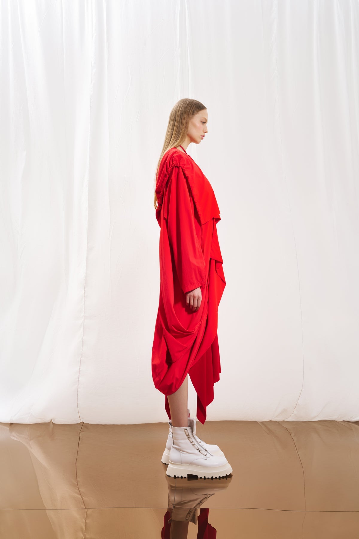 Coral Hooded Oversize Trench Coat 17347