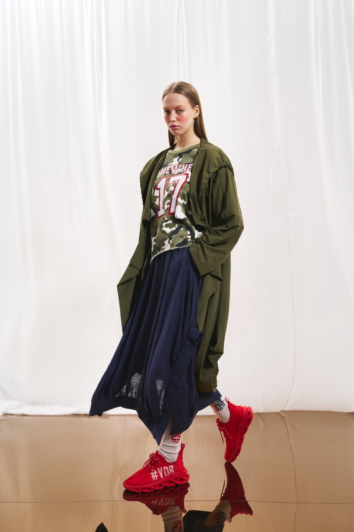 Olive Green Hooded Oversize Trench Coat 17347
