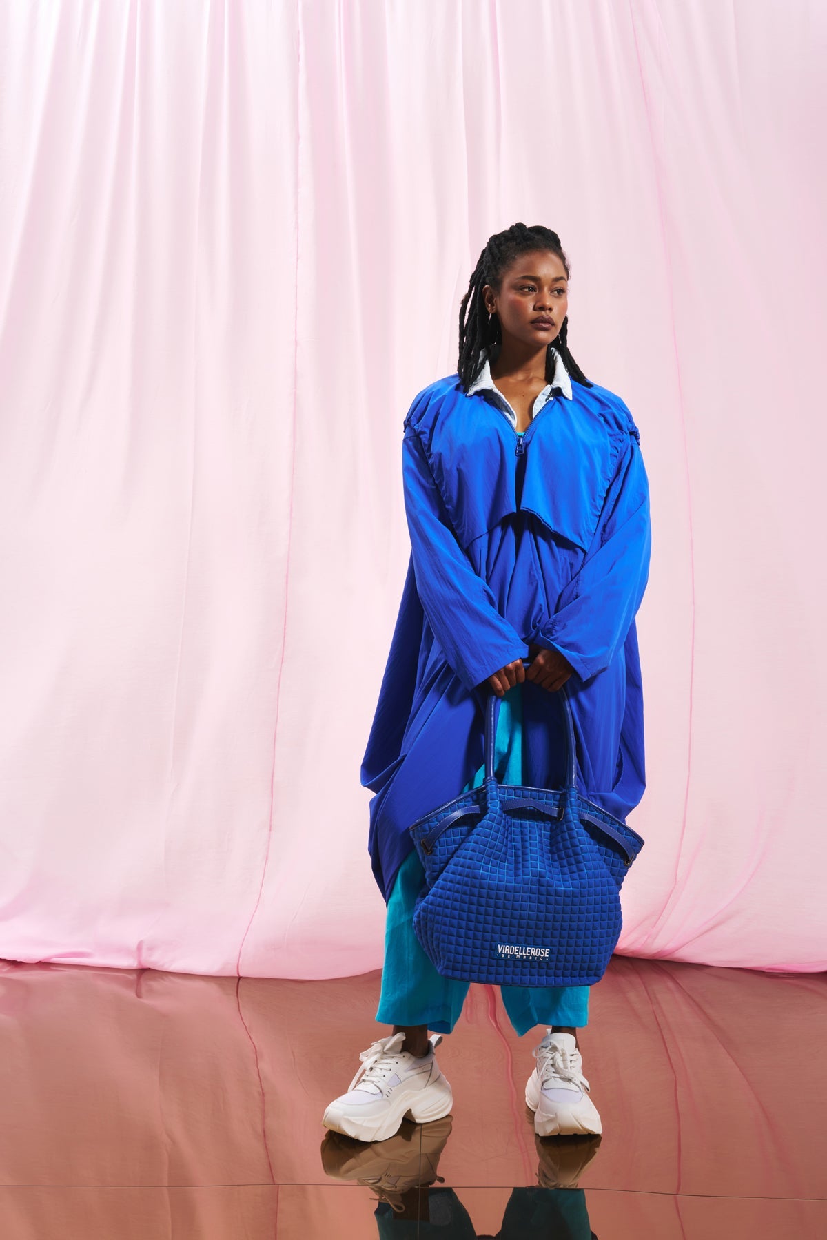 Royal Blue Hooded Oversize Trench Coat 17347