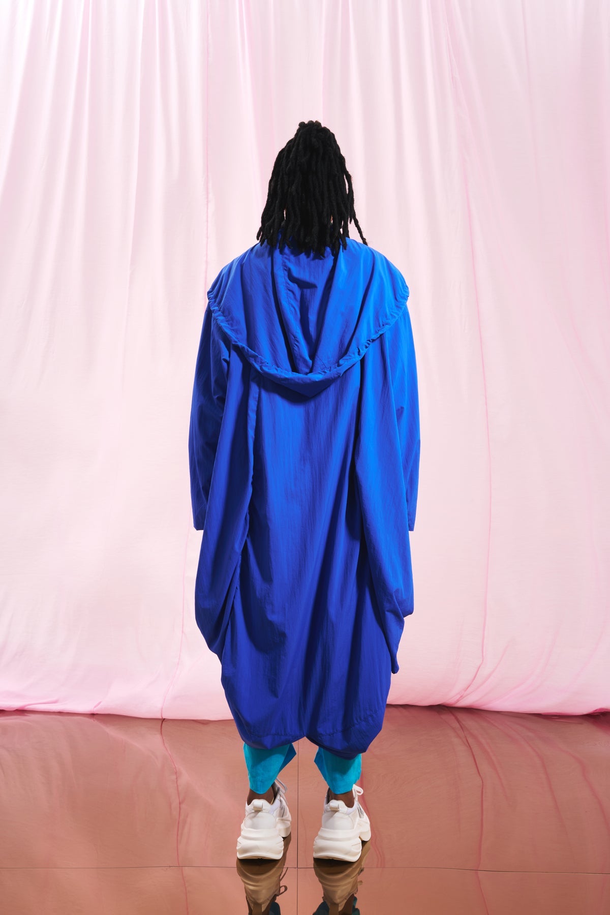 Royal Blue Hooded Oversize Trench Coat 17347