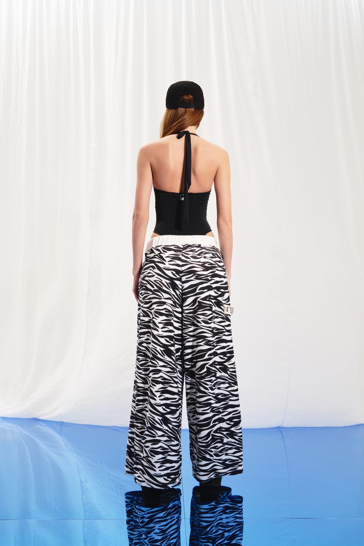 Black Off White Animal Print Wide-leg Trousers 17350