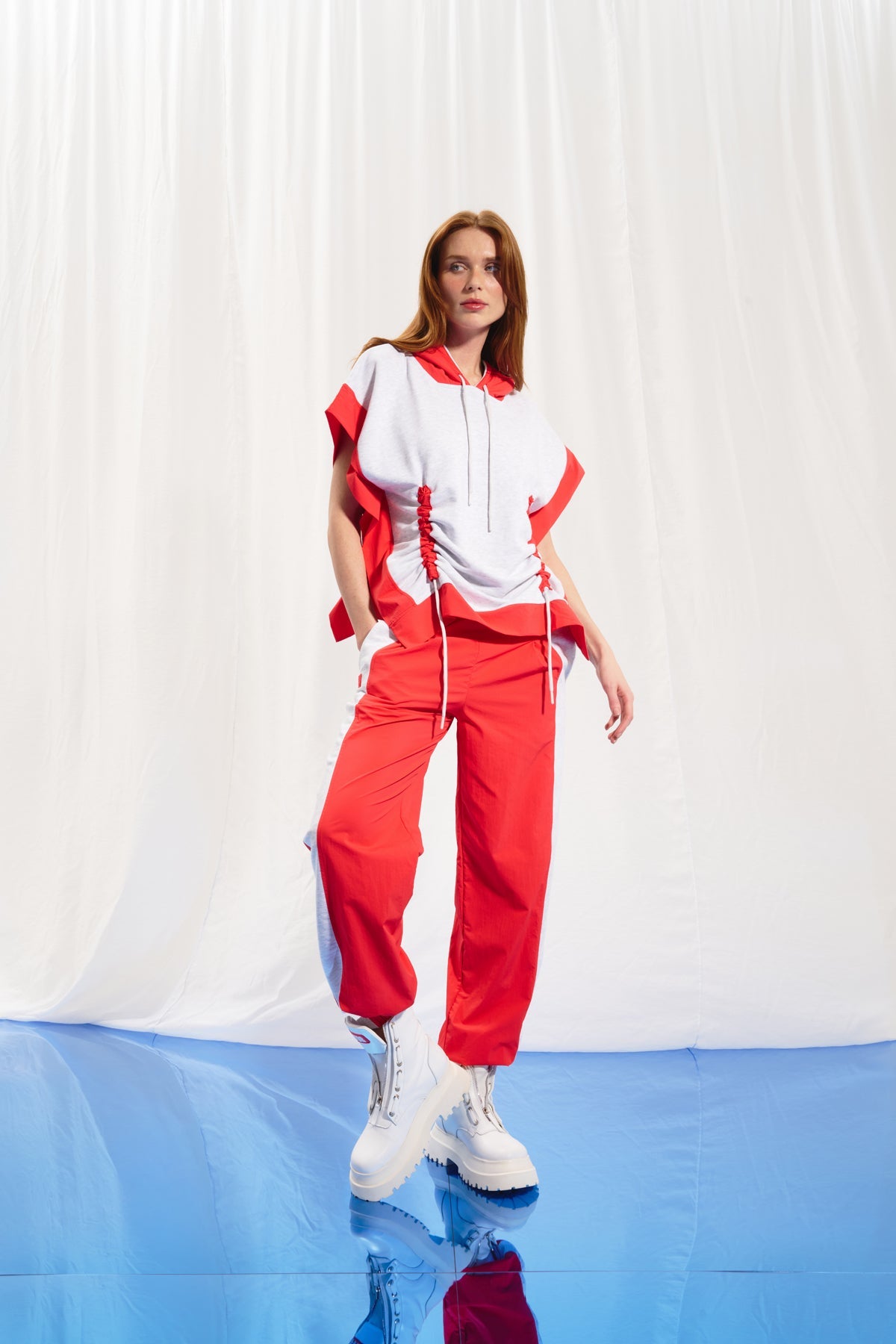 Coral Light Grey Melange Jogger Trousers 17360