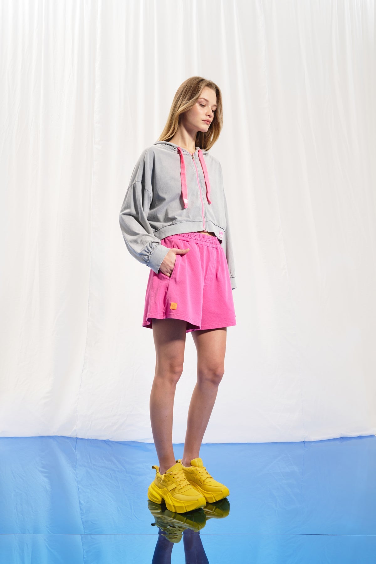 Grey Slogan Print Hooded Sweatshirt 17362