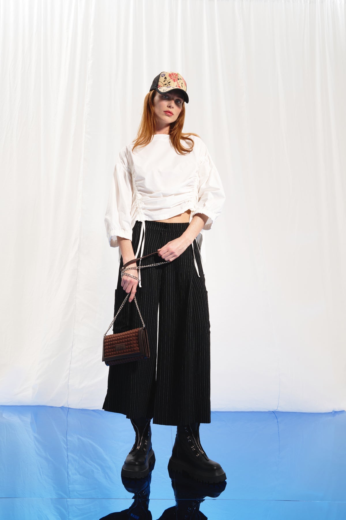 Black Pleated Striped Trousers 17372